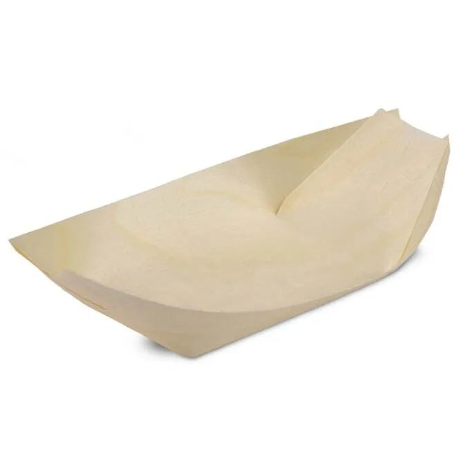 Premium Poplar Wood Serving Boat - 6.5 x 3.25 x 0.75 Inch - Elegant Cheese Board, Charcuterie Platter & Appetizer Tray for Entertaining, Parties & Home Decor
