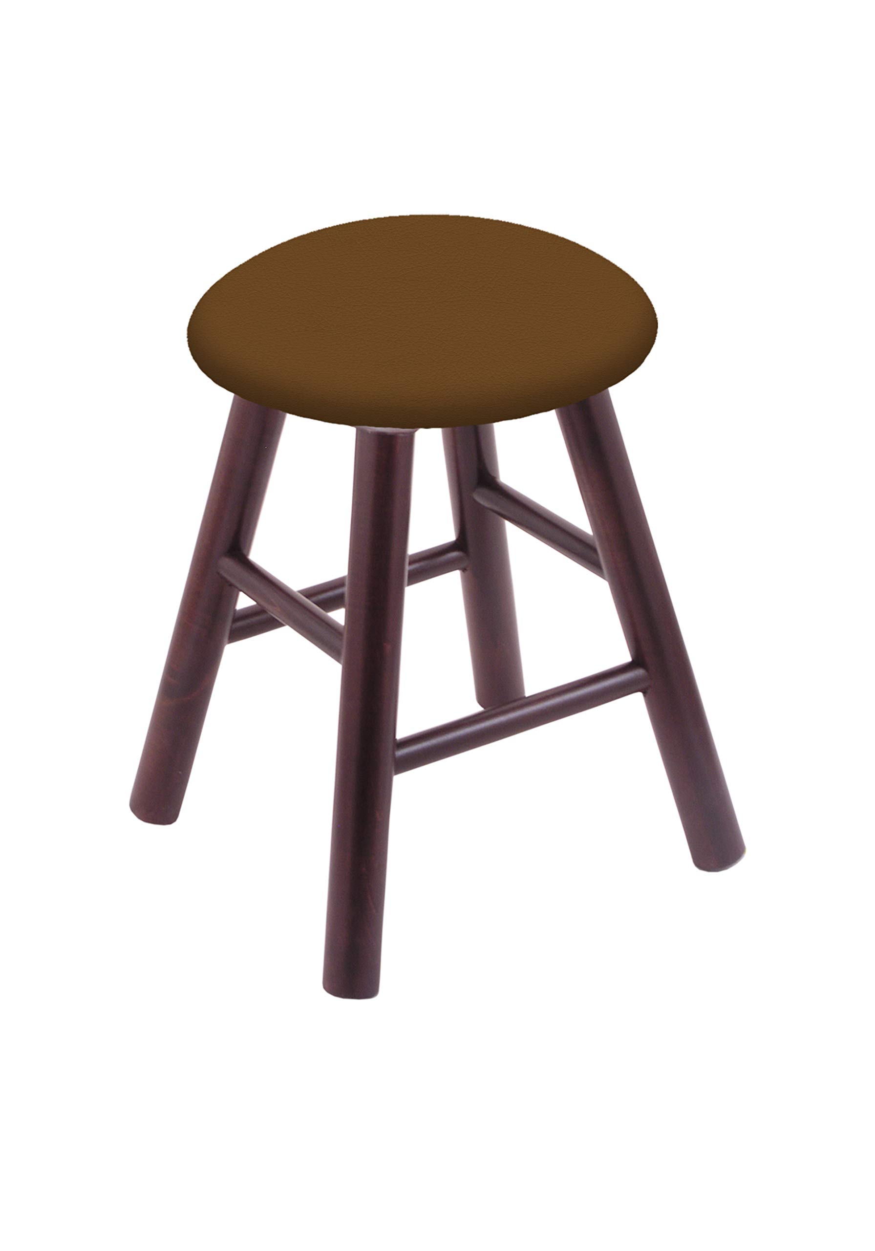 Dark Cherry Maple Vanity Stool with Canter Thatch Seat - Elegant Bathroom & Bedroom Makeup Stool for Dressing Table and Vanity Area