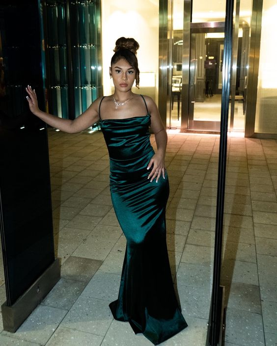 Elegant Green Satin Sheath Long Prom Dress Evening Gown J2642 - Perfect for Homecoming, Formal Dances & Special Occasions