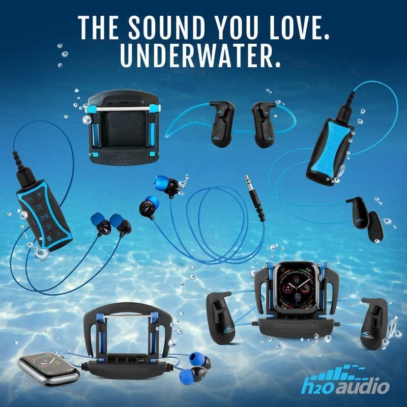 H2O Audio Stream 3 PRO & Surge S+ Waterproof Bluetooth Earbuds - Multi-Sport MP3 Music Player for Swimming, Running, Cycling - Includes Playlist+ App - Perfect for Pool Workouts & Outdoor Activities - Blue
