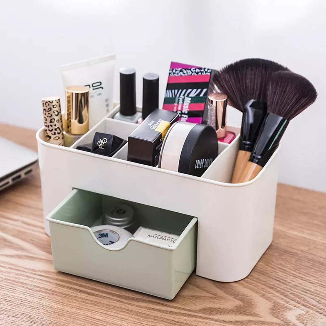 Mezon Plastic Cosmetic Storage Box with Drawers - Multi Color Makeup Organizer for Bathroom Vanity, Bedroom Dresser & Travel | Beauty Accessories Organization