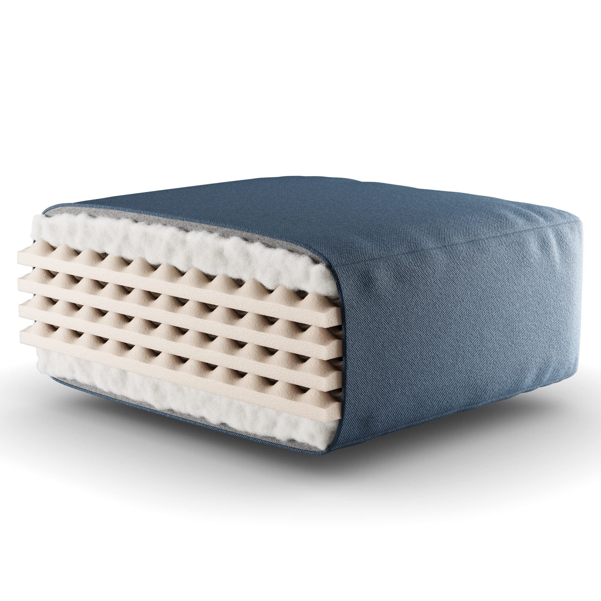 8 Inch Queen Size Foam Futon Mattress with Solid Navy Cover - CertiPUR-US Certified, Made in USA - Perfect for Guest Rooms, Small Spaces & Dorm Rooms - The Futon Factory Royal Sleep Collection (Frame Not Included)