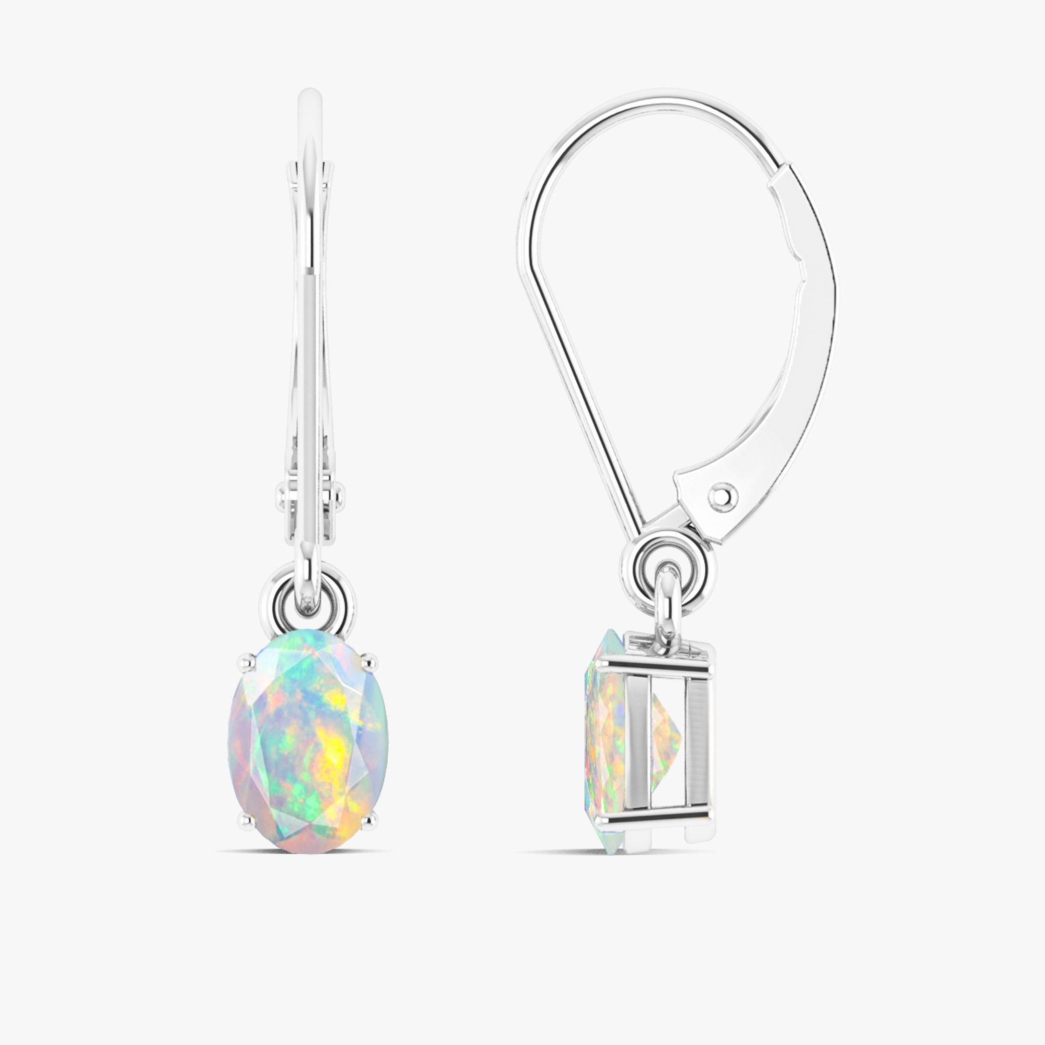 White Multi Fire Opal Gemstone Dangle Earrings for Women | Elegant Bohemian Jewelry | Perfect for Parties, Weddings & Special Occasions
