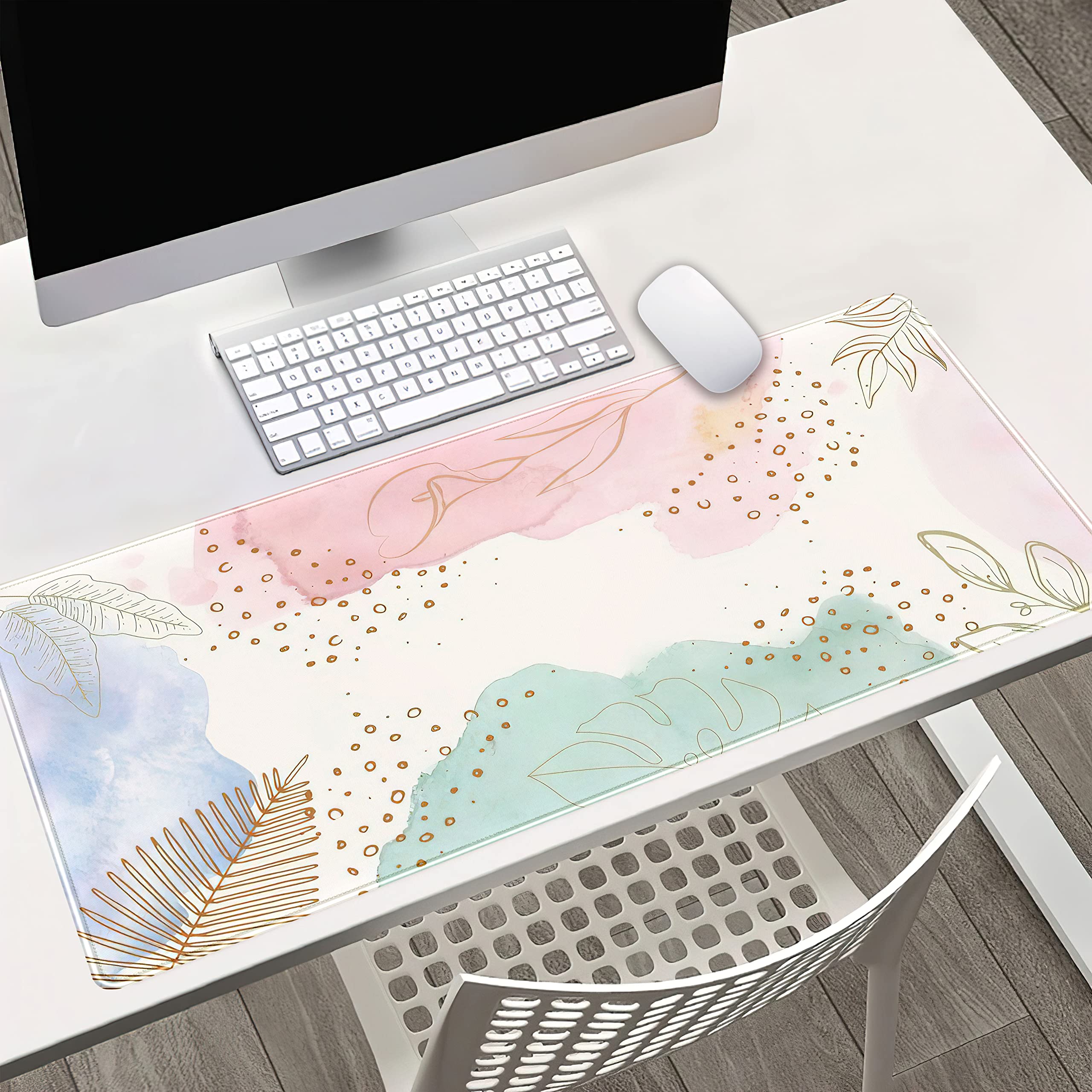 Boho Pastel Abstract XXL Mouse Pad (31.5x15.75 in) - Large Extended Desk Mat for Keyboard & Wireless Mouse, Cute Gaming Mice Pad for Office & Home - Perfect for Workstations, Gaming Setups & Home Decor