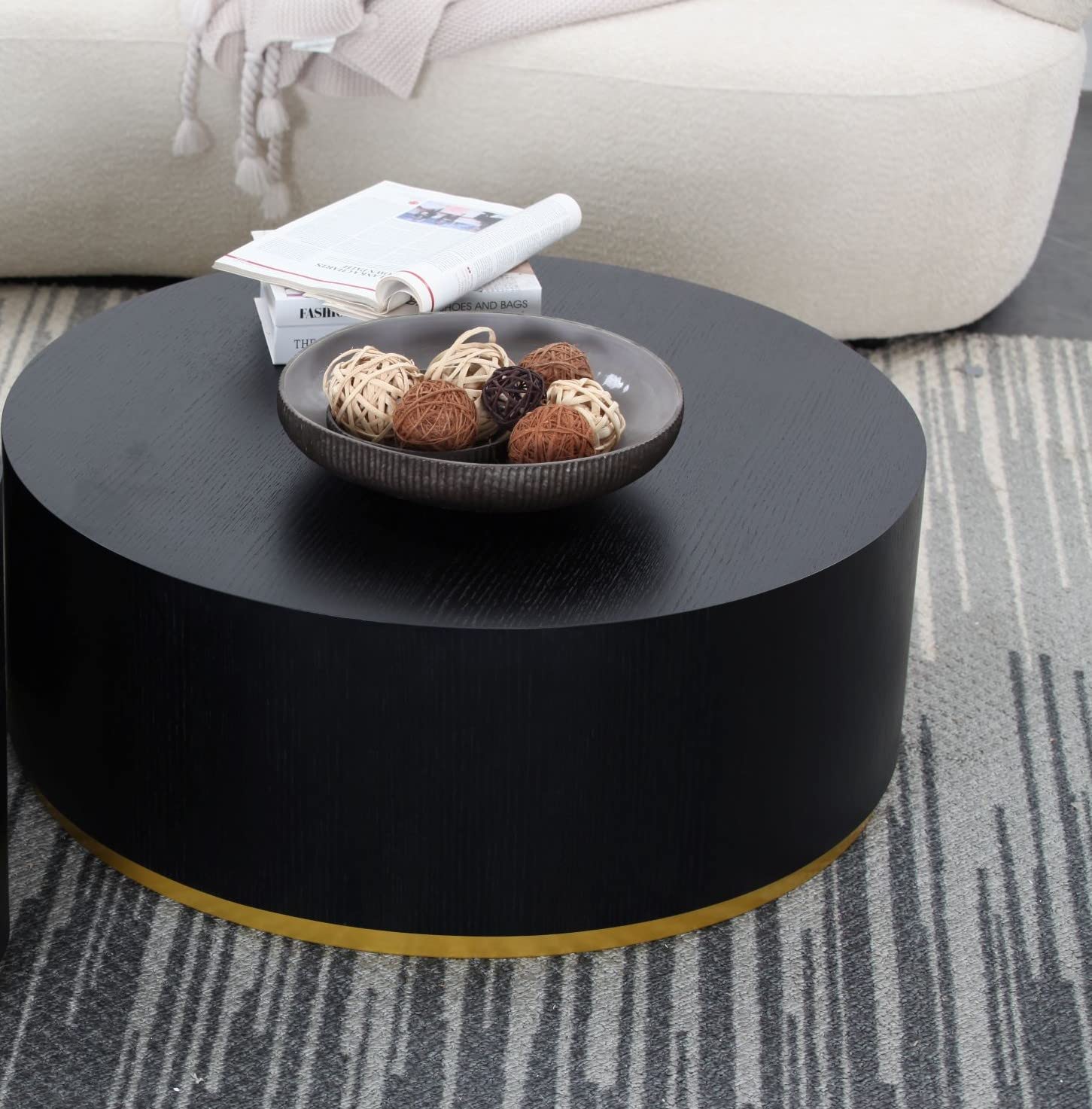 Modern Round MDF Coffee Table - Minimalist Side Table & End Table for Living Room, Bedroom & Office - Fully Assembled Contemporary Furniture for Small Spaces