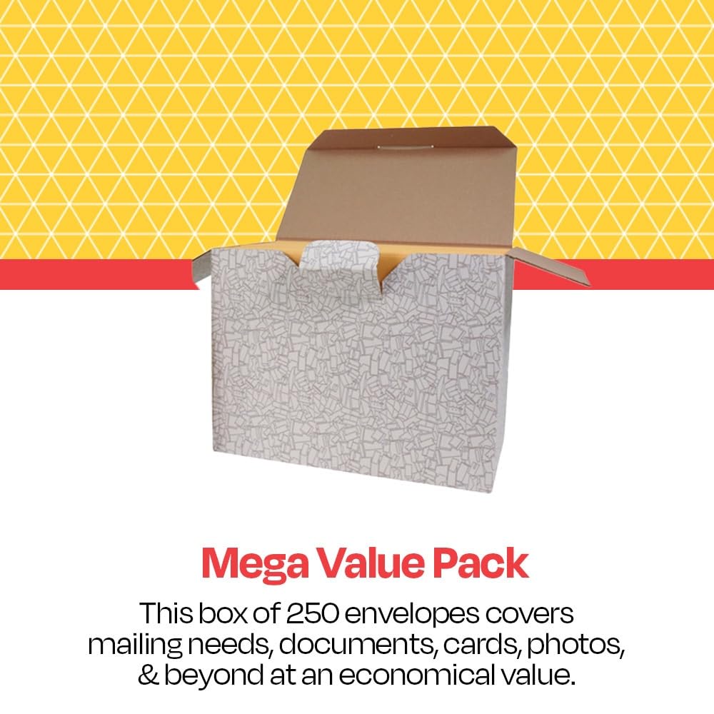 School Smart No Clasp Gummed Flap Envelopes 10x13 Inches - 250 Pack Kraft Brown Mailing Envelopes for Business, Office, School & Mailing Documents