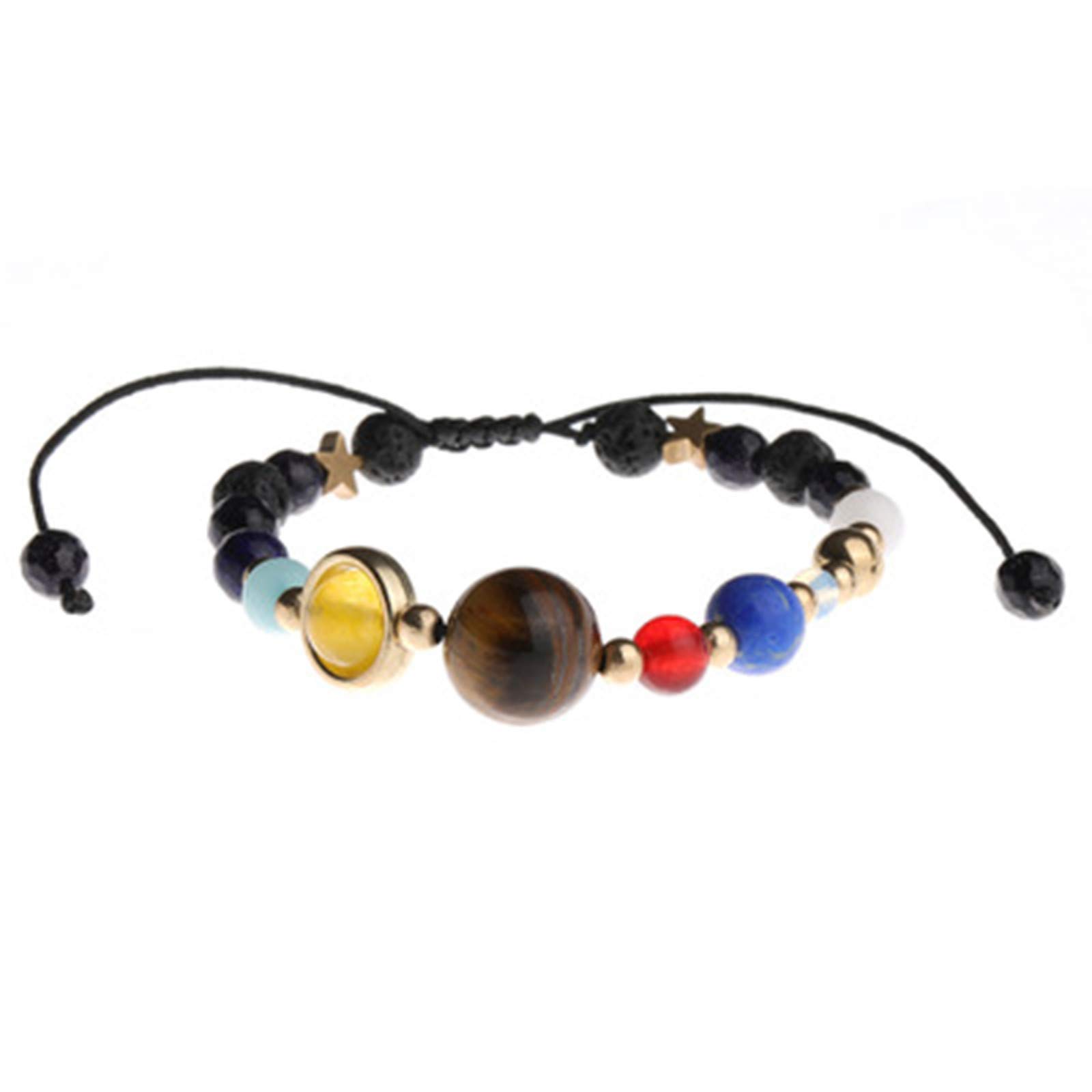 Eight Natural Solar System Planet Bead Bracelet - Galaxy Stone & Diamond Jewelry for Women - Perfect for Boho Fashion, Spiritual Healing & Gift Giving
