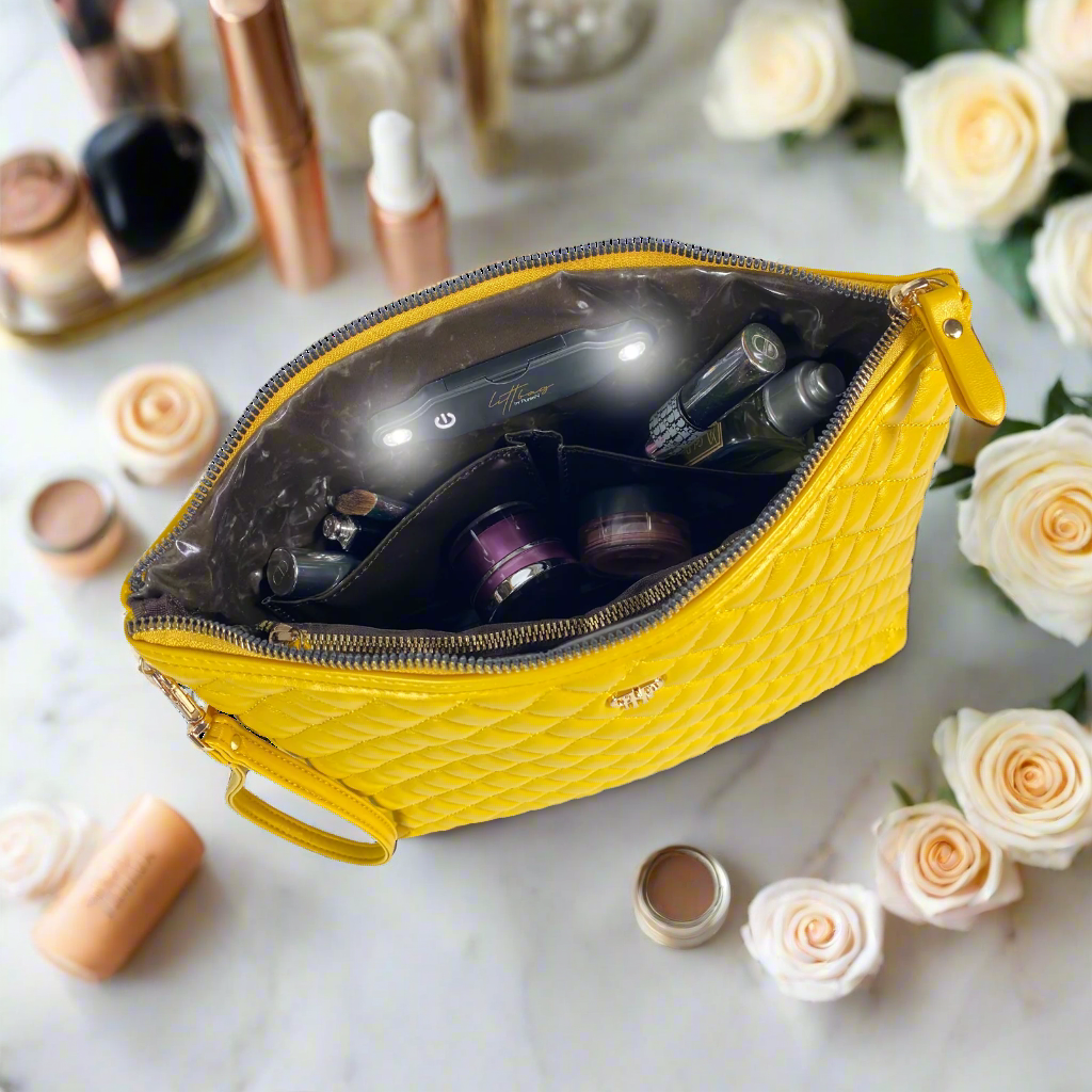 Litt Makeup Case - Mustard Yellow Cosmetic Bag for Travel & Daily Use | Durable & Stylish Makeup Organizer for Women & Teens
