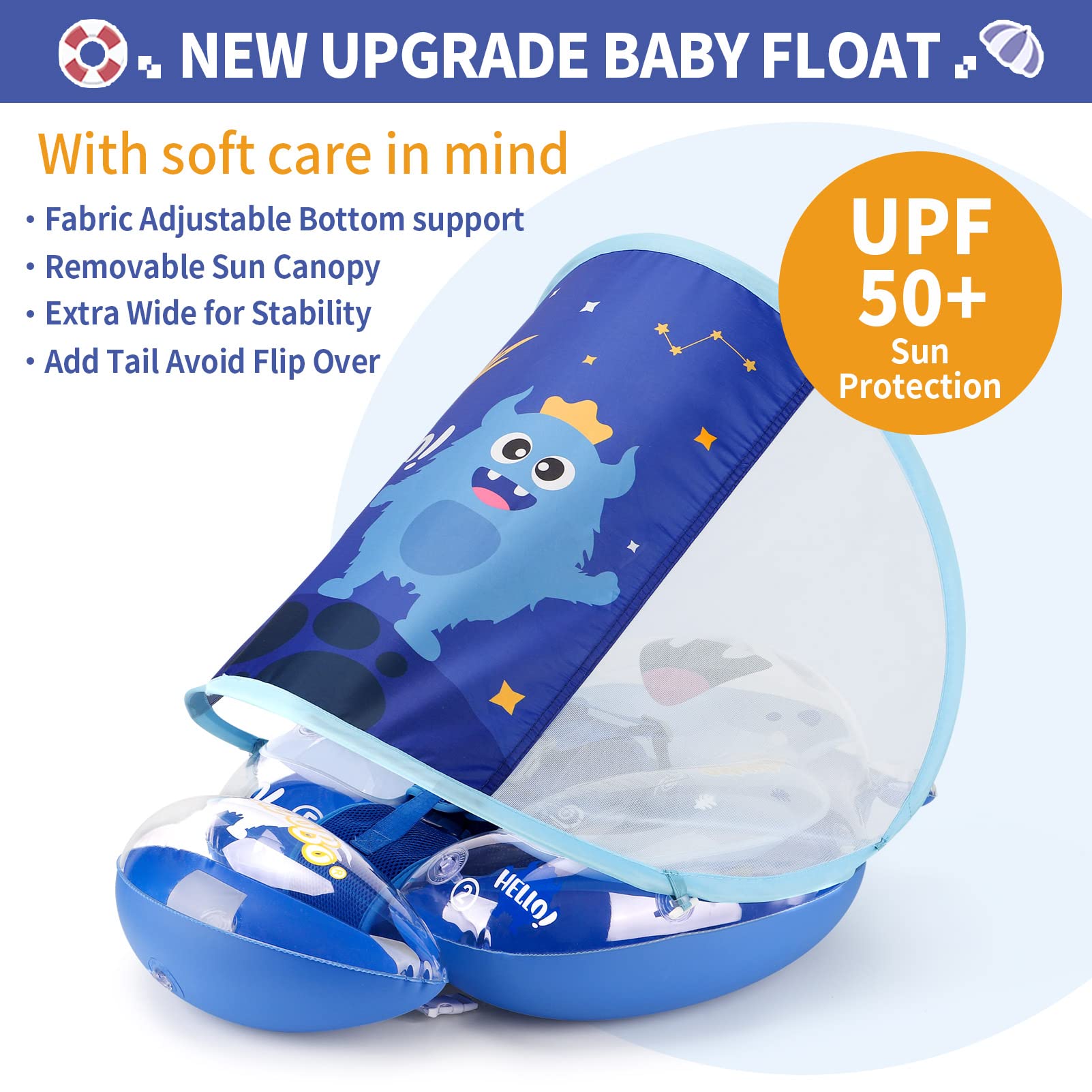 Swimbobo Baby Pool Float - Inflatable Transparent Monster Design with Safety Seat for Infants 6-36 Months | Perfect for Summer Swimming, Beach Trips & Backyard Pool Fun