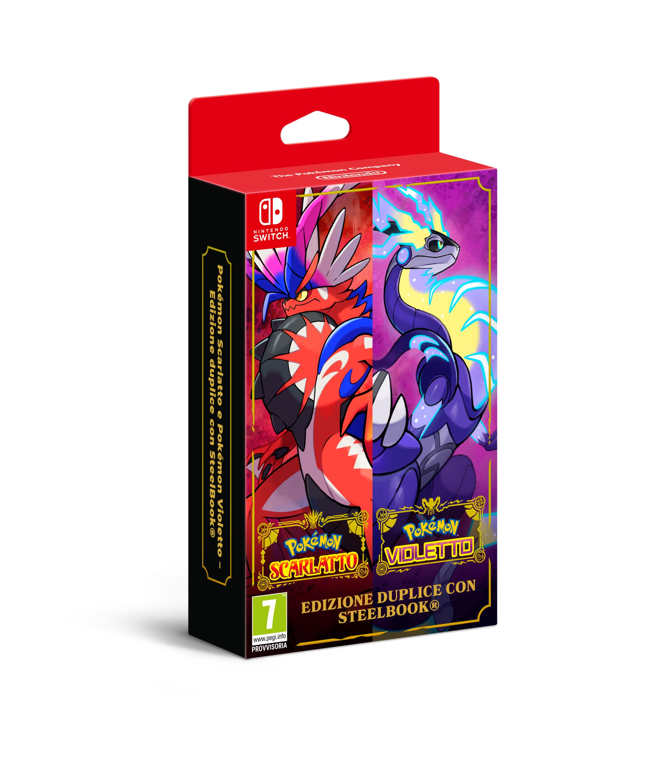 Pokémon Scarlet & Violet Double Pack with Steelbook - Nintendo Switch Game (Italian Edition) - Cartridge Version - Perfect for Collectors & Multiplayer Battles