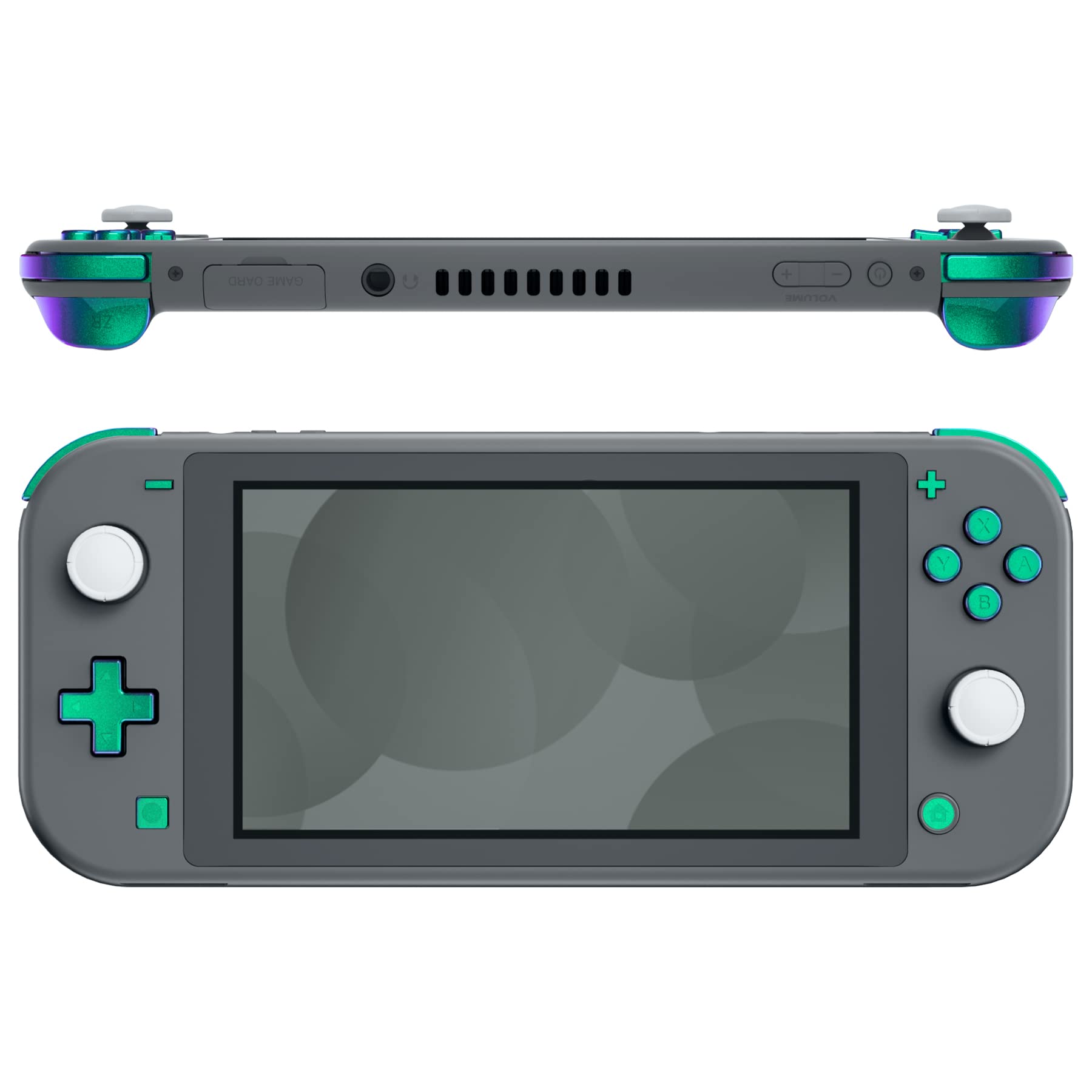eXtremeRate Chameleon Green Purple Glossy Replacement Buttons for Nintendo Switch Lite - Full Set ABXY, D-Pad, Triggers & Tools - DIY Repair Kit for Gaming Enthusiasts | Perfect for Customizing & Enhancing Your Switch Lite Experience