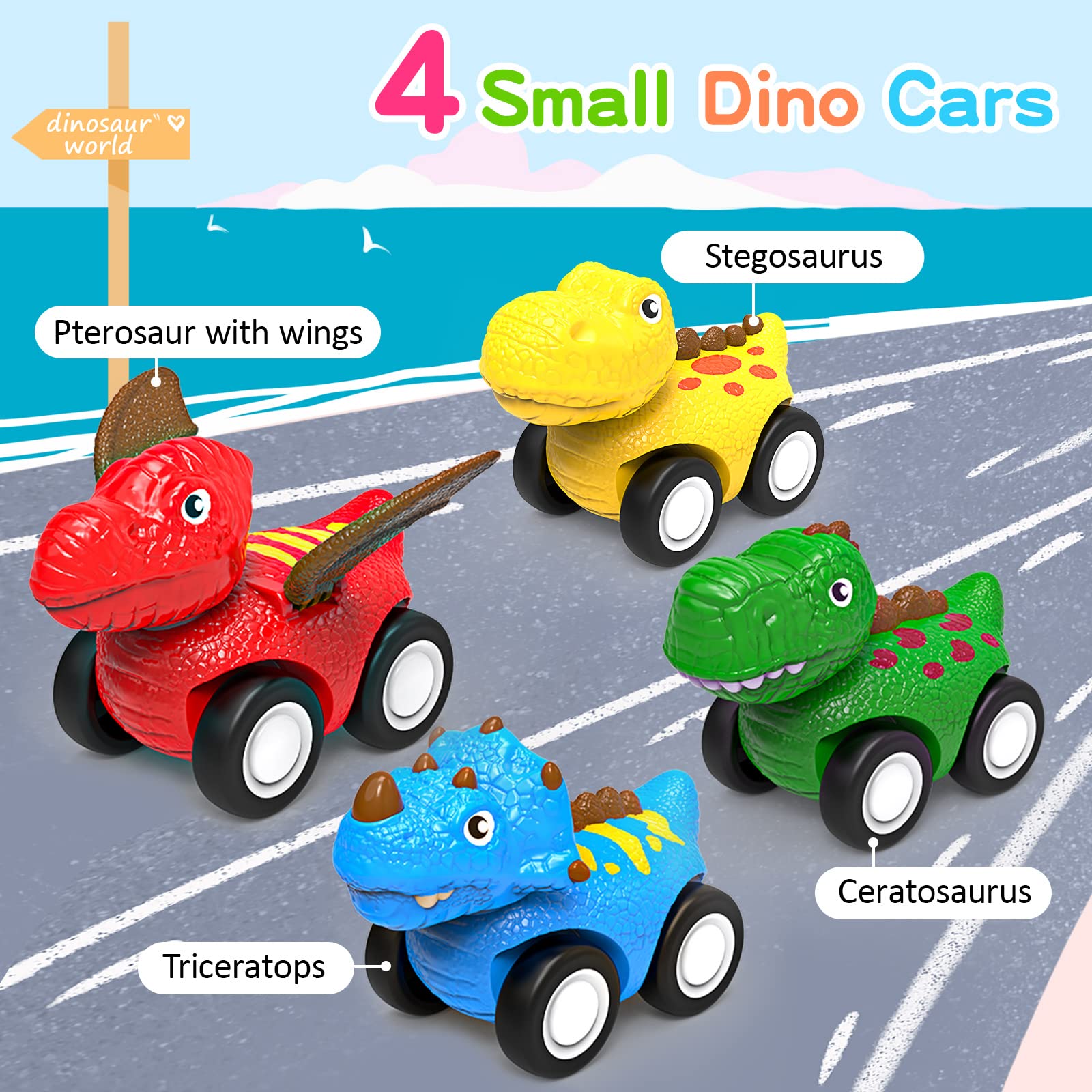 **ENJSD 5-in-1 Dinosaur Toys for Toddlers 1-5 Years Old – Friction Powered with Flashing Lights & Sounds – Best Gift for Boys & Girls – Playtime, Learning & Pretend Adventure**    *(Use Cases: Great for birthday gifts, preschool learning, interactive play, and dinosaur-themed pretend adventures!)*