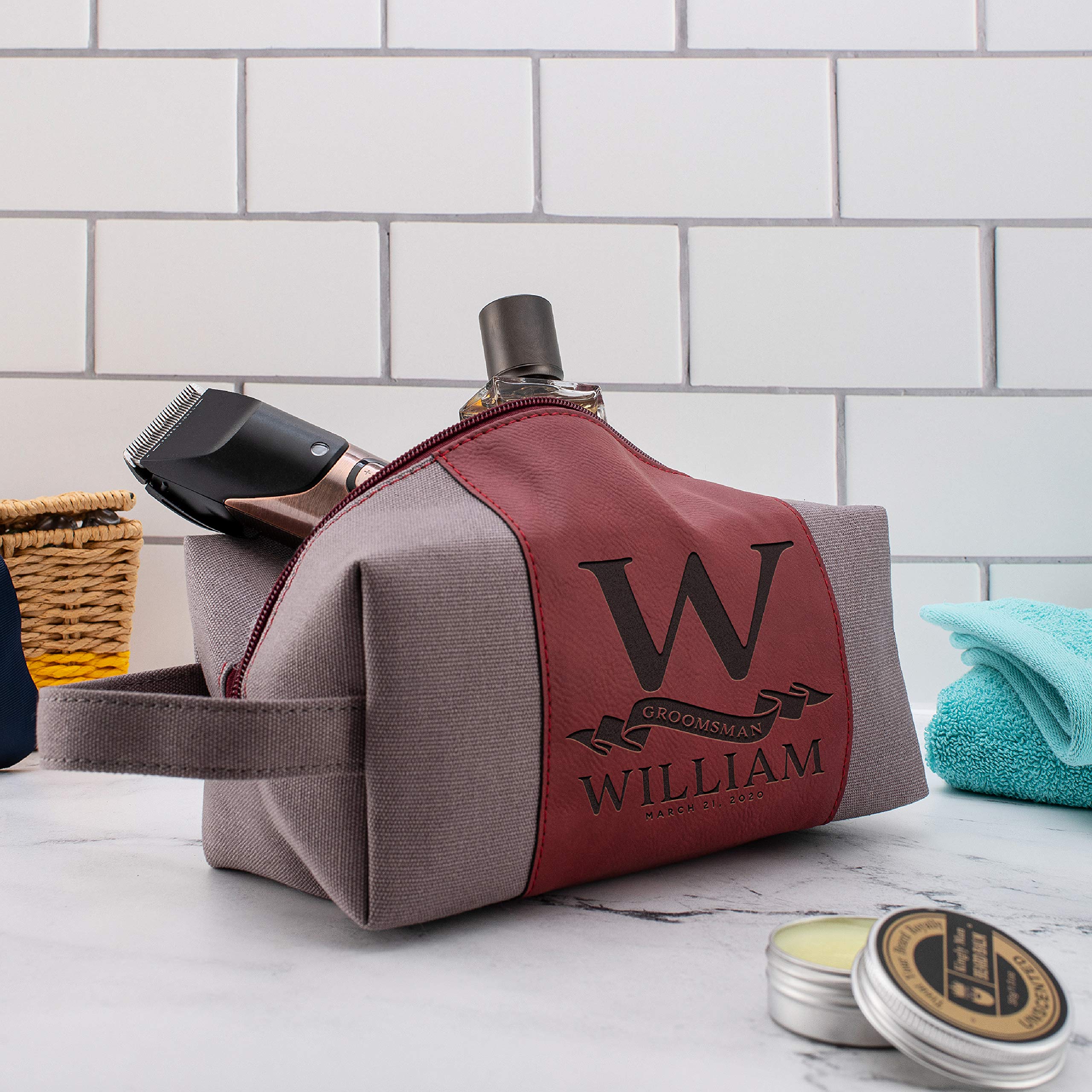 Personalized Groomsmen Gifts - Custom Engraved Men's Toiletry Bag for Wedding Party, Best Man & Bridesmaid - Perfect Bachelor Party, Honeymoon & Travel Essentials