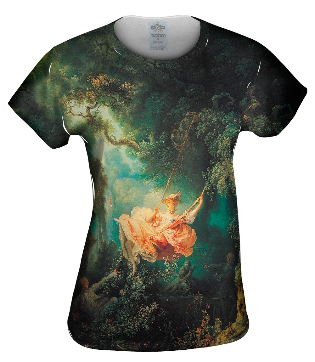 Yizzam Women's The Swing by Jean-Honore Fragonard Art Print T-Shirt - Vintage French Rococo Painting Tee - Casual Wear & Art Lover Gift