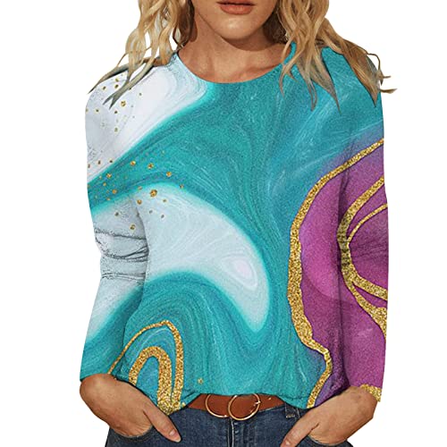 Women's Printed Long Sleeve Tunic Top - Floral Loose Fit Blouse for Casual Wear | Autumn Winter Fashion | Round Neck Dry Fit Tee (White, L) | Perfect for Office, Weekend Outings & Holiday Gatherings