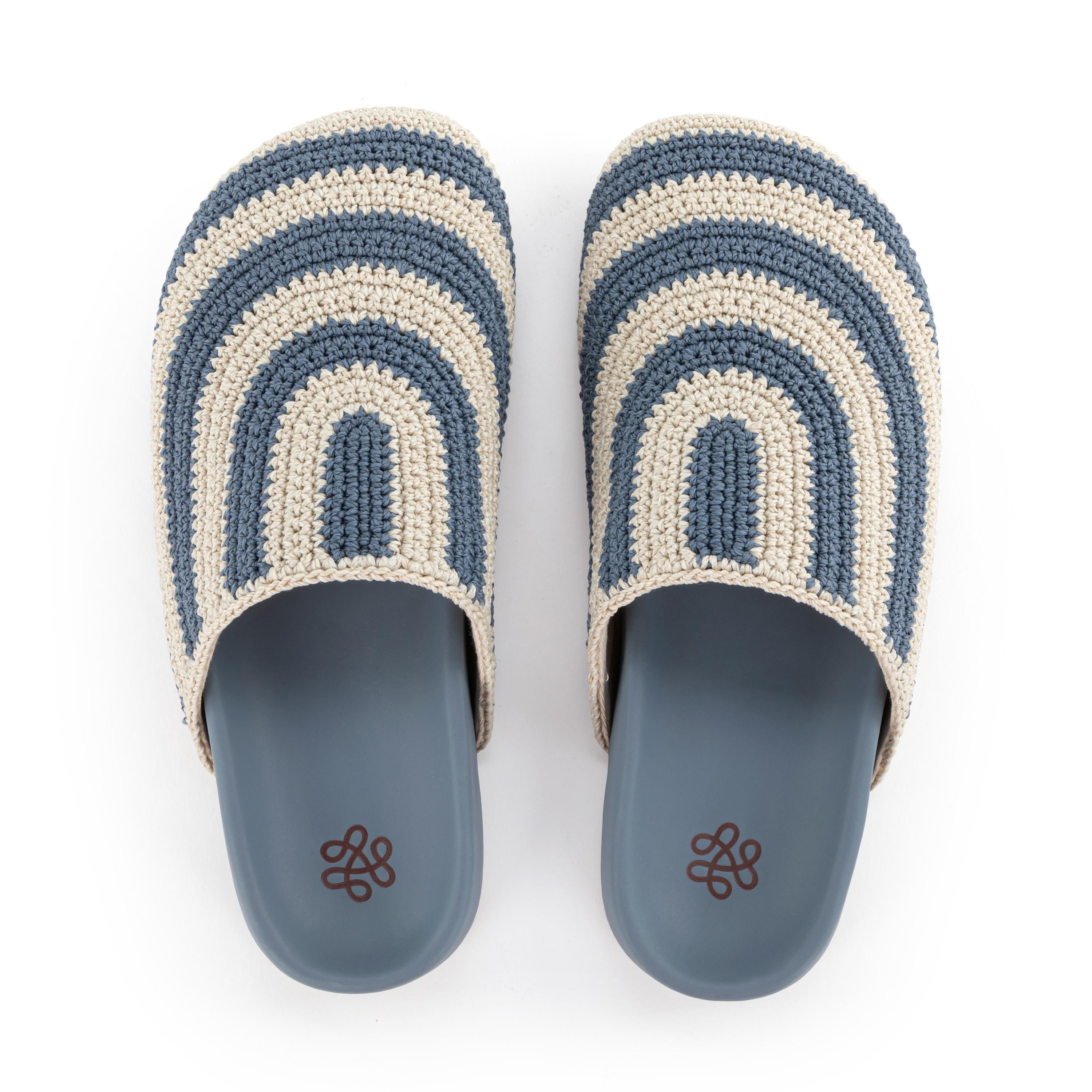 Bolinas Clog Hand Crochet Maritime Stripe - Comfortable Slip-On Shoes for Women, Beach Walking, Casual Wear & Summer Outfits