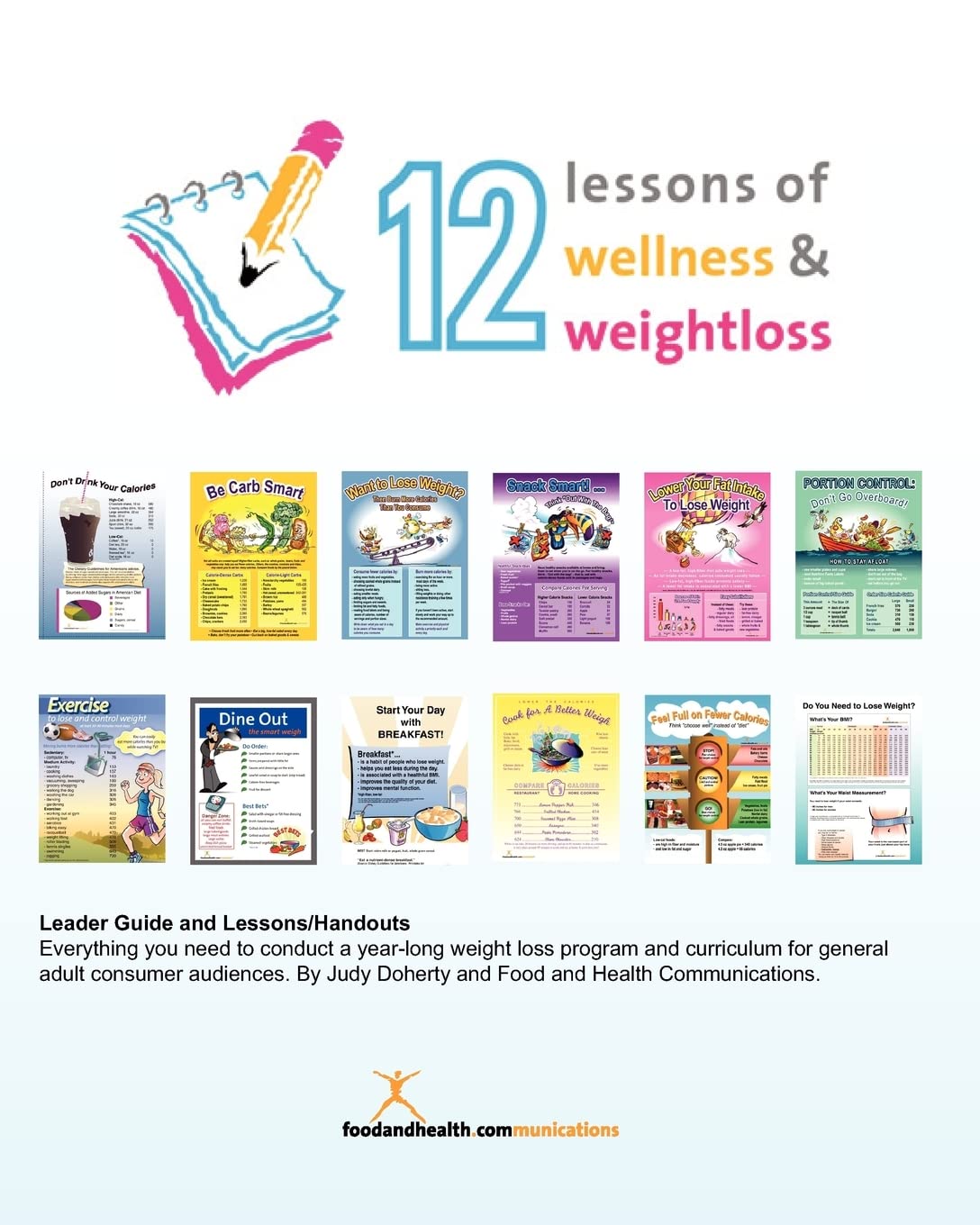 12 Lessons of Wellness and Weight Loss: Complete Year-Long Program for Adults | Healthy Eating & Weight Management Guide by Food and Health Communications | Perfect for Personal Fitness Journeys, Group Coaching & Workplace Wellness Programs