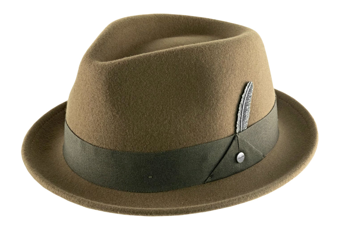 Stetson Crushable Wool Camel Trilby Hat for Men - Vintage Style Fedora with Brim - Perfect for Outdoor, Travel, and Casual Wear