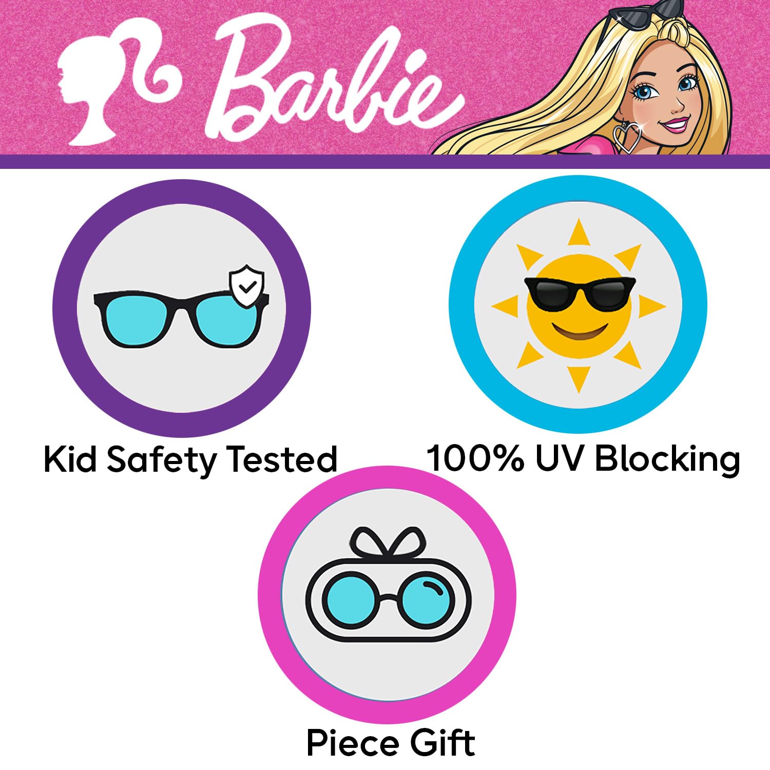 **Barbie Kids Sunglasses for Girls - Stylish, Comfortable & UV-Protective - Officially Licensed - Perfect for Outdoor Play, Beach & Summer Fashion**