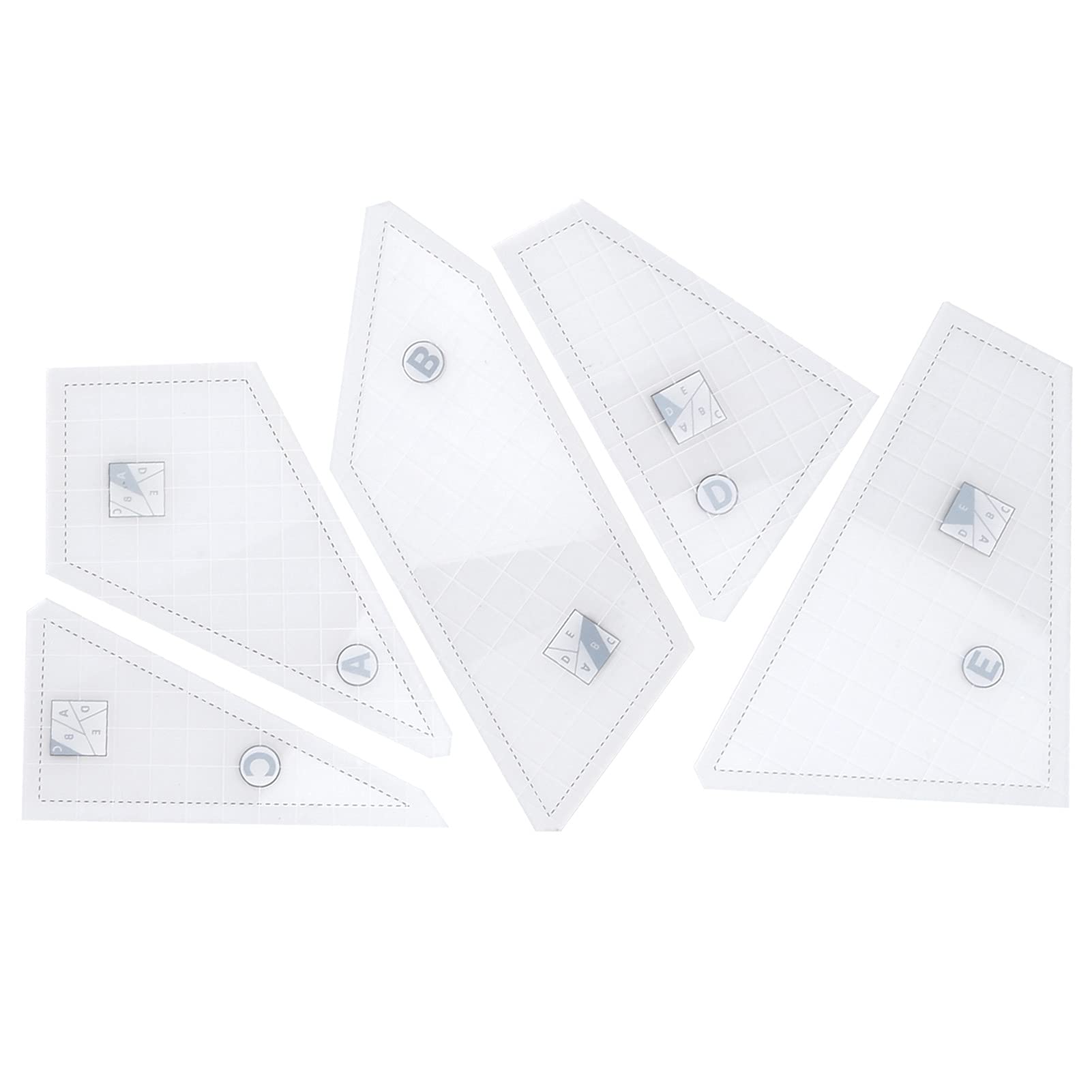 Shanrya Acrylic Quilting Ruler Set - 5-Piece DIY Sewing Templates for Patchwork & Quilting - Perfect for Home Crafting, Scrapbooking & Fabric Projects