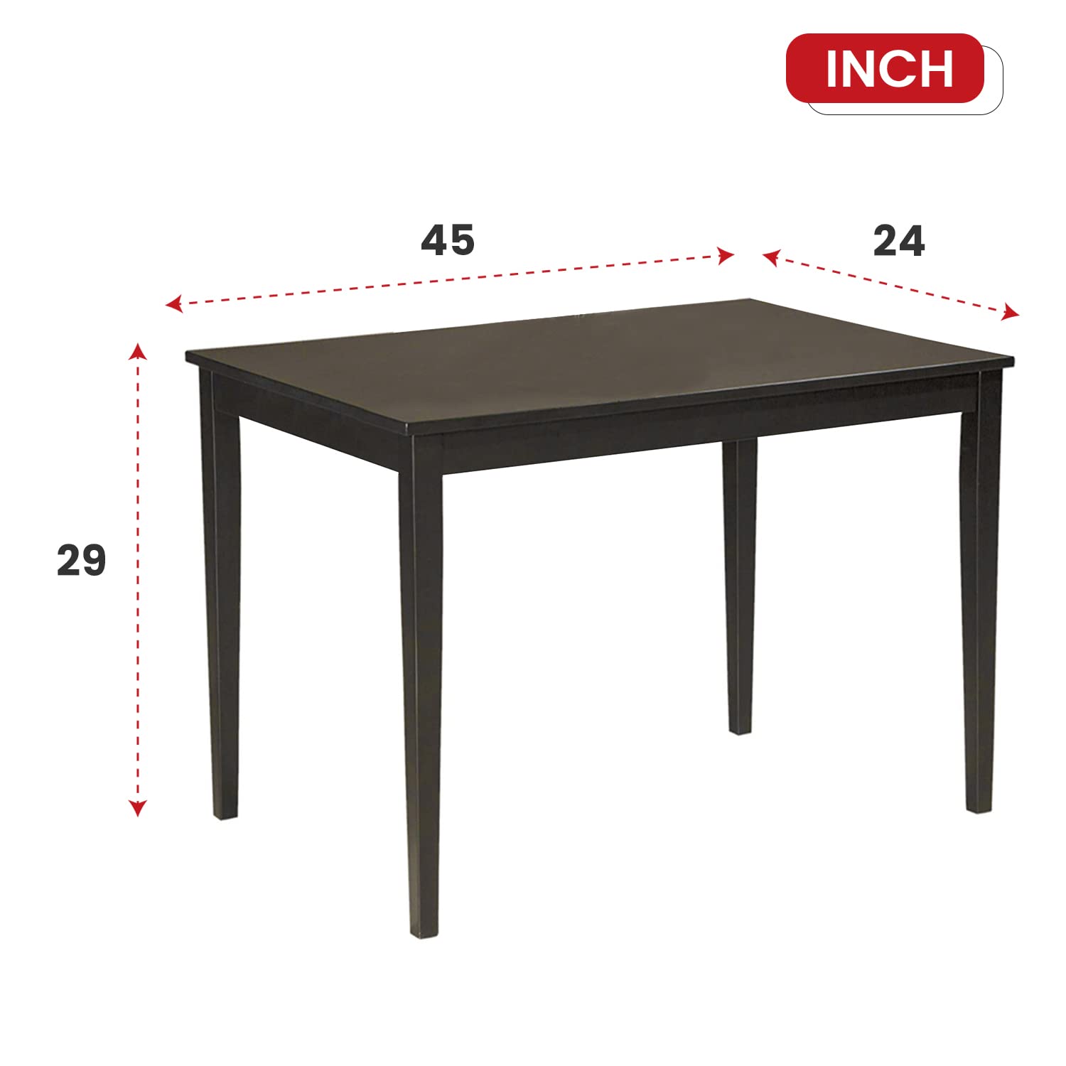 Modern Rectangular Dining Table for 4 - Solid Wood Legs Kitchen & Dining Room Furniture for Apartments, Homes & Offices | Perfect for Family Meals, Dinner Parties & Workspace (Brown)
