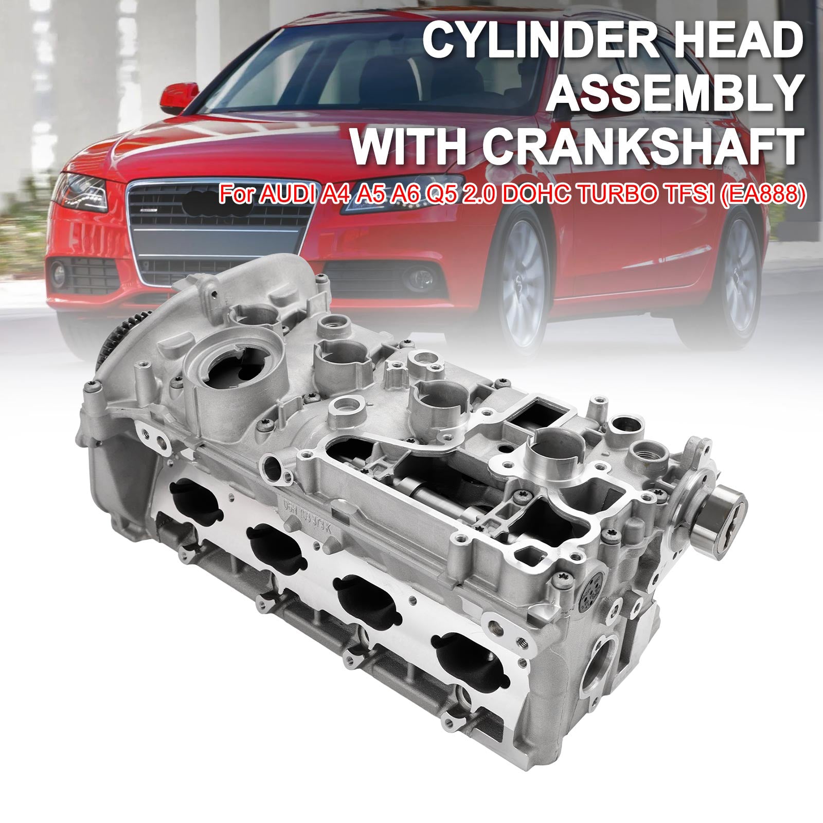 06H103373J Cylinder Head Assembly & Crankshaft for AUDI A4 A5 A6 Q5 2.0L DOHC TFSI (EA888) Engine - Replacement Part for Performance Repair & Maintenance | Perfect for Engine Overhaul, Head Gasket Replacement & Vehicle Restoration