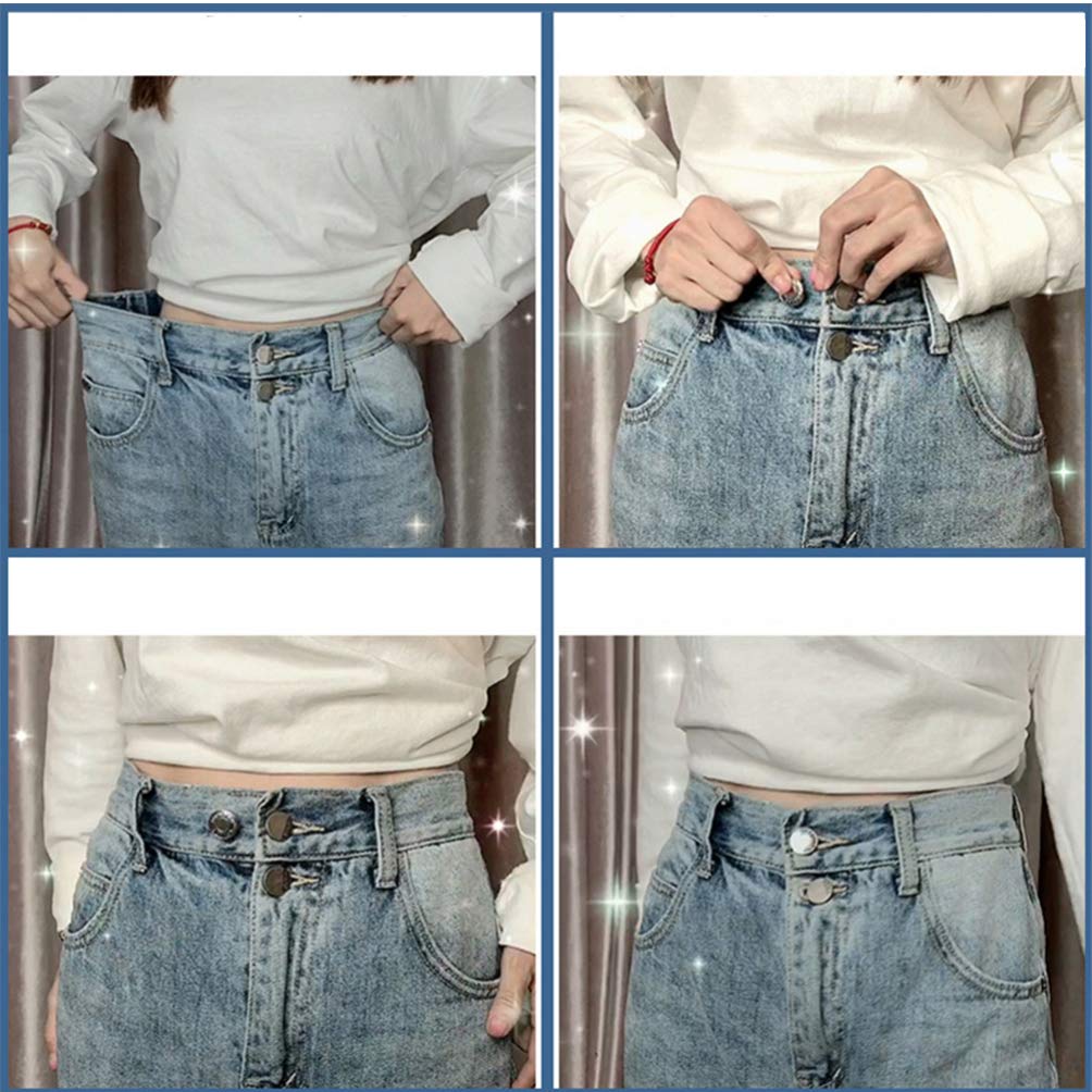 PRETYZOOM 6pcs Jeans Snap Buttons - No Sew Clip On Waist Extender for Pants, Skirts & Shorts - Adjustable Jean Button Buckles for Comfort Fit (Ideal for Postpartum, Weight Fluctuation & Fashion)