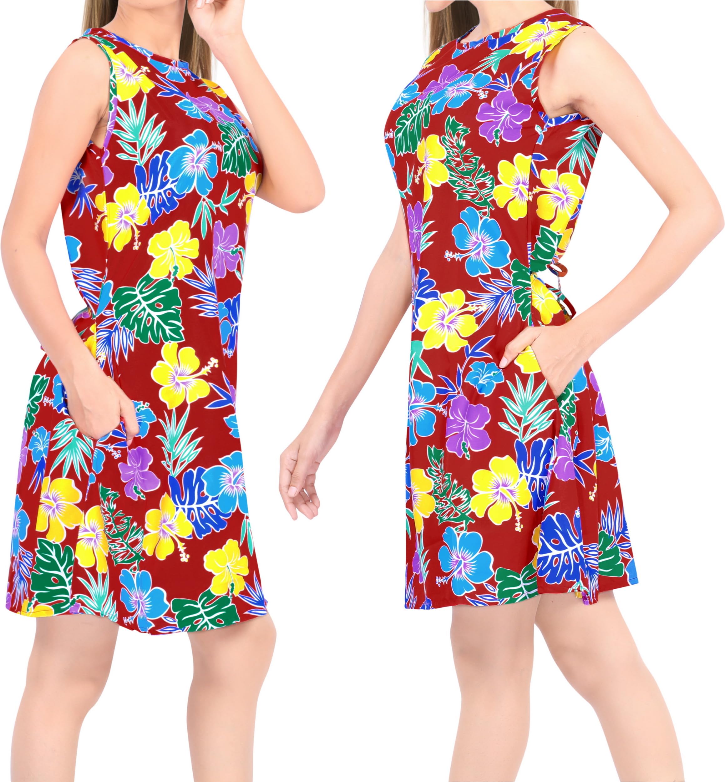 LA LEELA Women's Hawaiian Floral Beach Cover Up - Lightweight Swimwear Cover Up Dress for Summer Vacation, Pool Party & Beach Outings