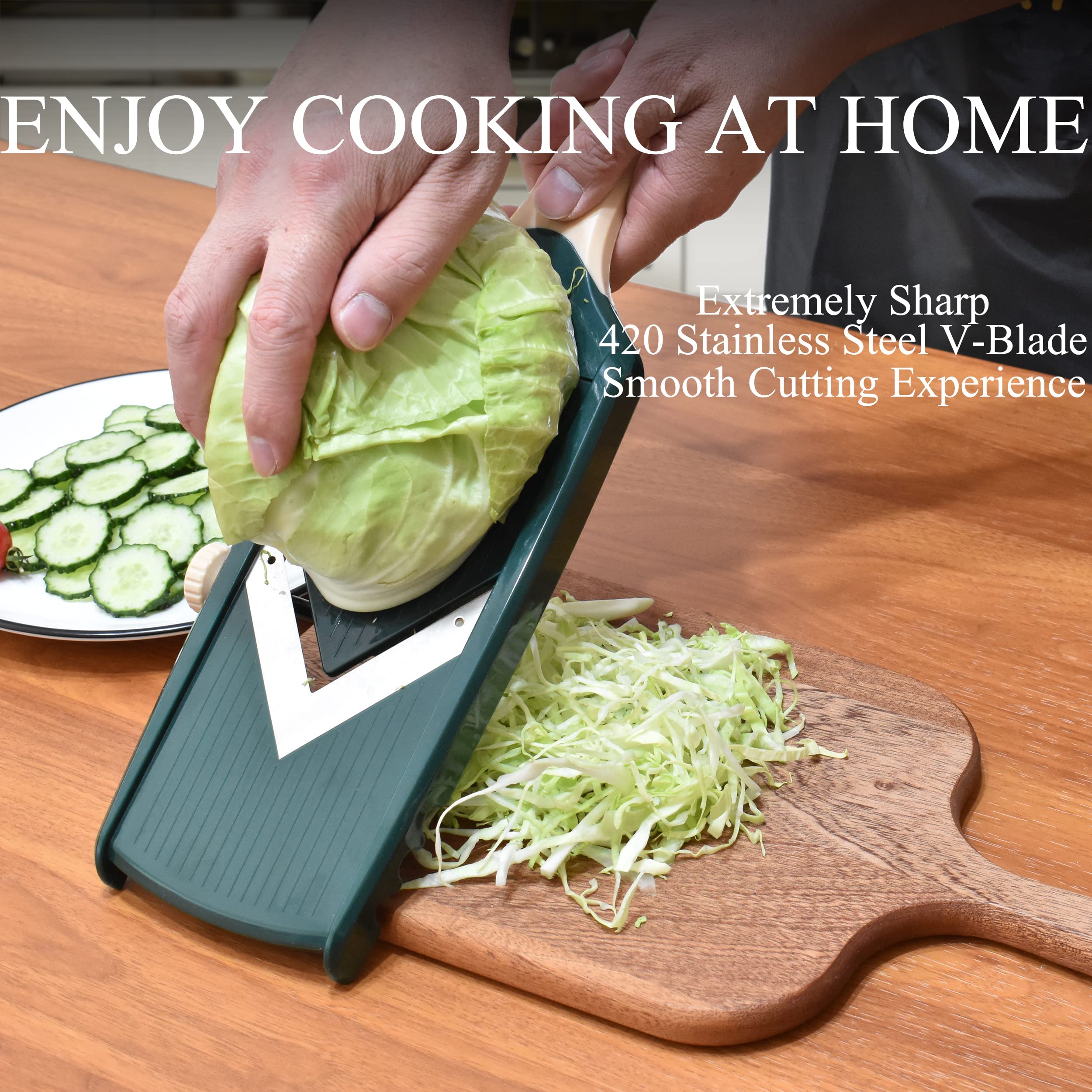 Ultra Sharp Vegetable Mandoline Slicer with V-Blade & Container - Perfect for Julienne Cutting Potatoes, Apples, Onions, Tomatoes | Ideal for Meal Prep, Salad Making & Professional Kitchen Use