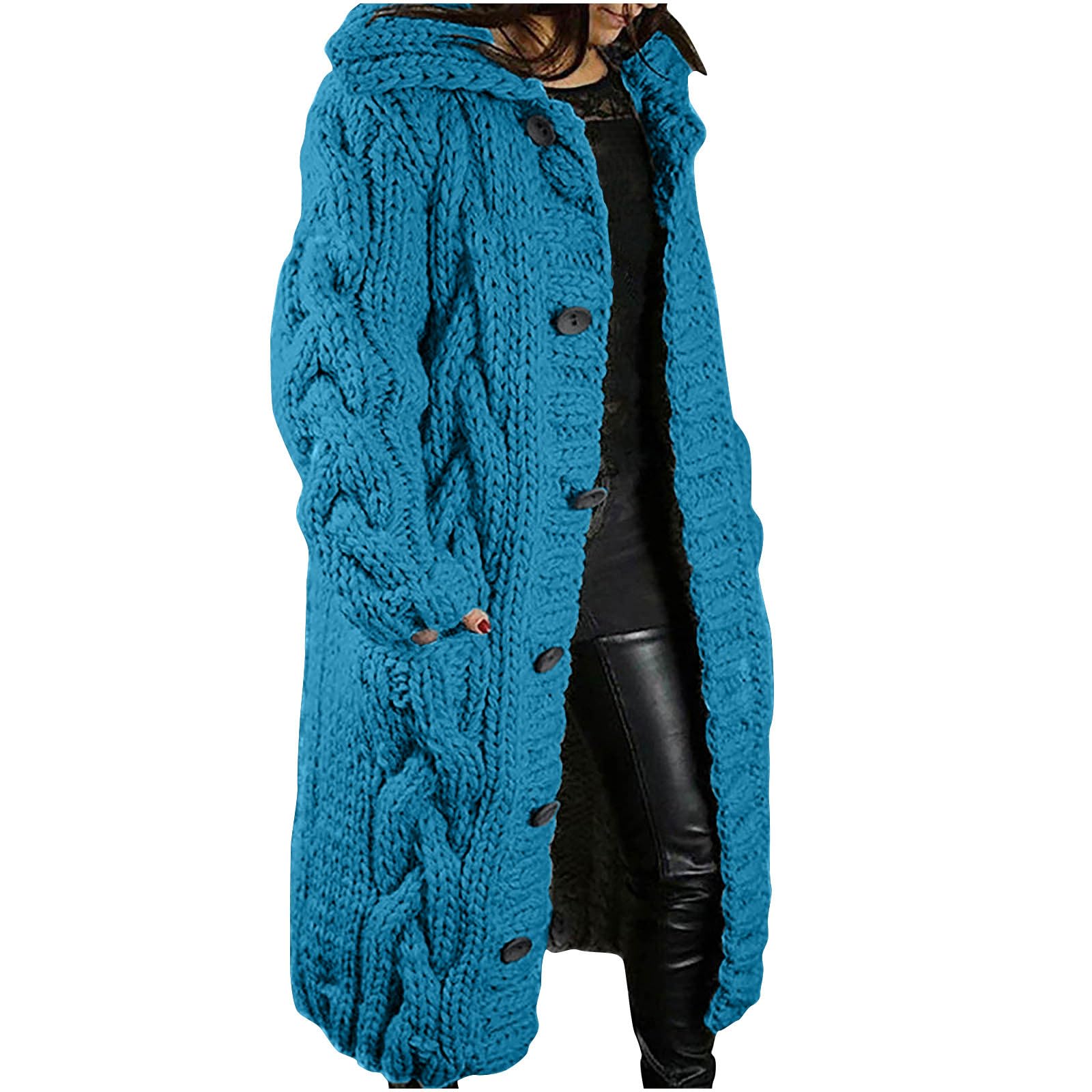 AMhomely Women's Chunky Knit Open Front Cardigan - Lightweight Long Sleeve Ribbed Sweater Jacket | UK Clearance | Perfect for Fall Layering, Office Wear & Casual Outfits