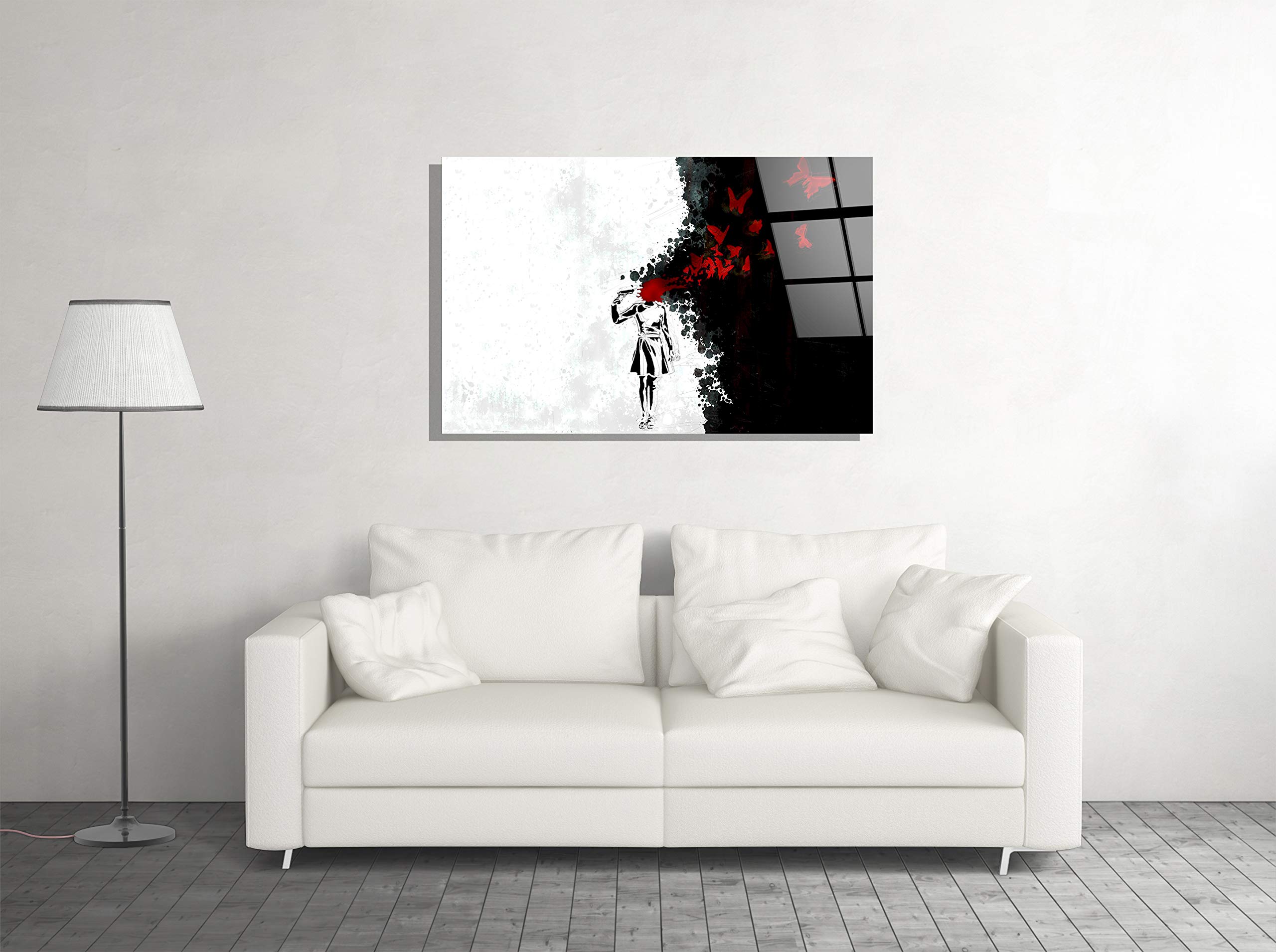 Brain Butterfly Girl Decor Print - Tempered Glass Wall Art for Home & Office - Unique Gift Idea for Women, Teens & Art Lovers
