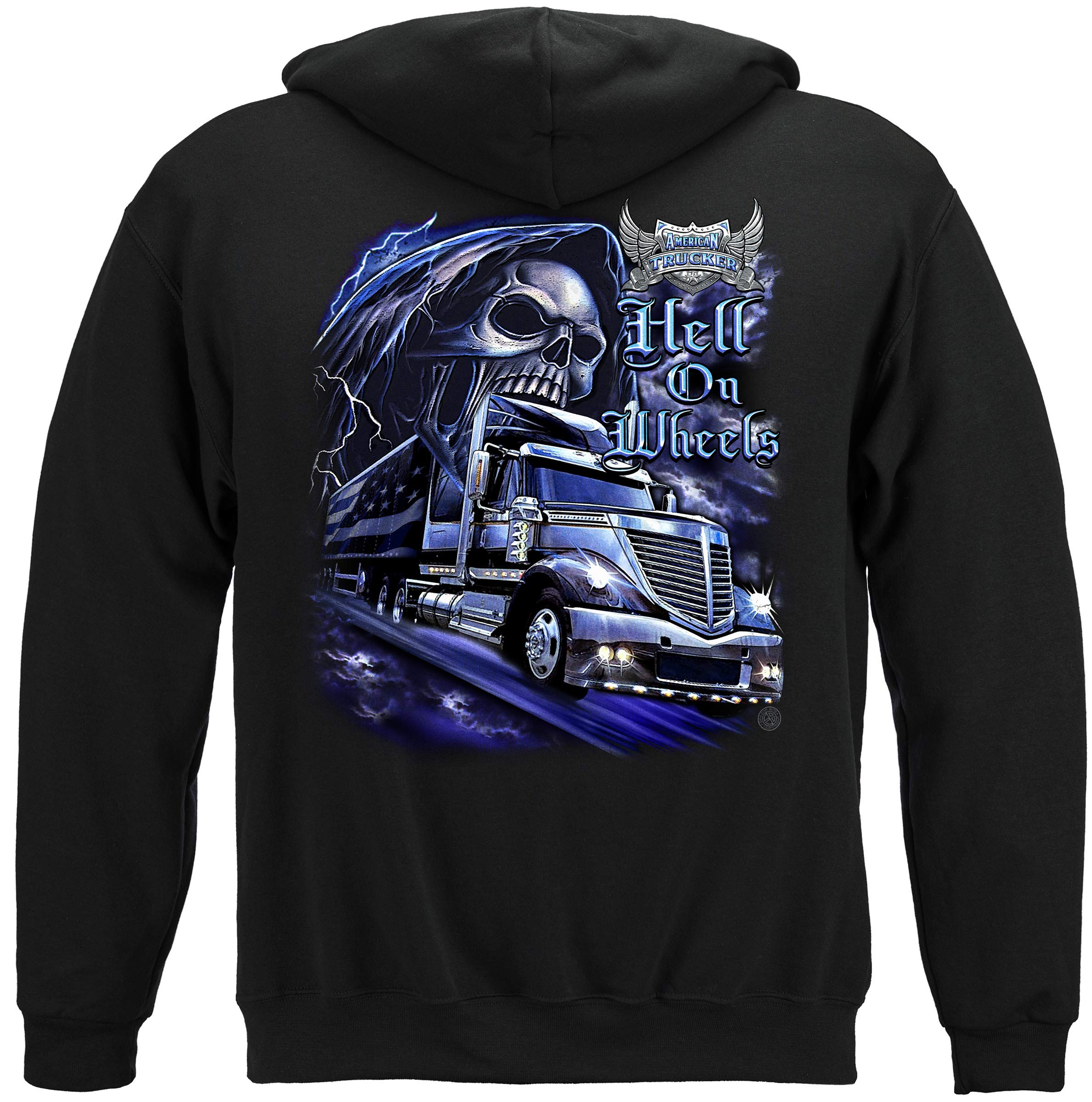 Trucker Hell On Wheels Graphic T-Shirt RN2336 - Vintage Style Truck Driver Tee for Men - Perfect for Casual Wear, Road Trips & Biker Events