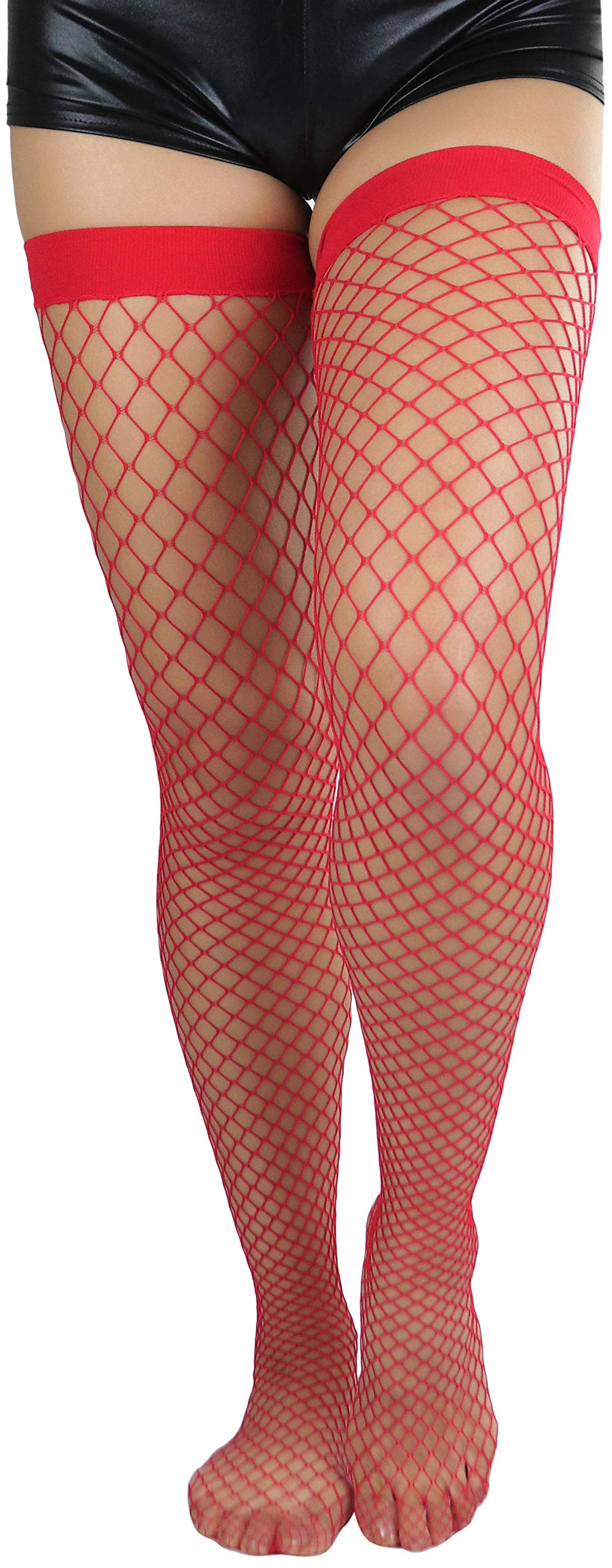 ToBeInStyle Women's Sexy Fishnet Thigh High Stockings - Bright & Vibrant Sheer Tights for Party, Cosplay & Night Out