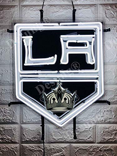 HOLTEEZ 19x15 Inch Los Angeles LA Sports Team King Neon Sign Light - HD Vivid Printing, Real Glass Tube, Multiple Sizes - Perfect for Man Cave, Beer Bar, Pub, Game Room & Sports Themed Decor