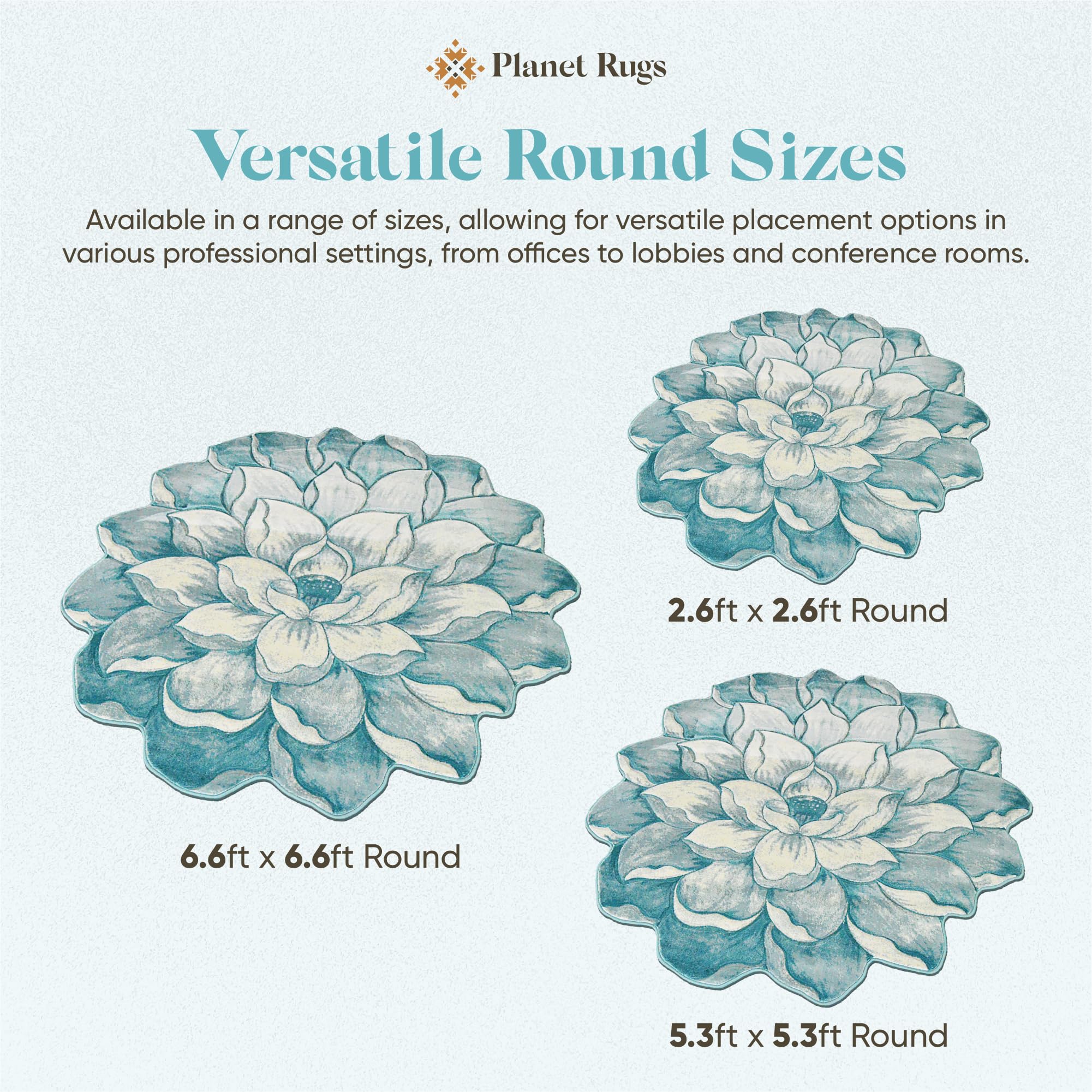 5ft Round Flower Shaped Area Rug - Soft Plush Circle Carpet for Bedroom, Living Room, Nursery | Non-Slip Girly Home Decor (Blue) - Perfect for Boho Chic Decor & Cozy Floor Seating Areas
