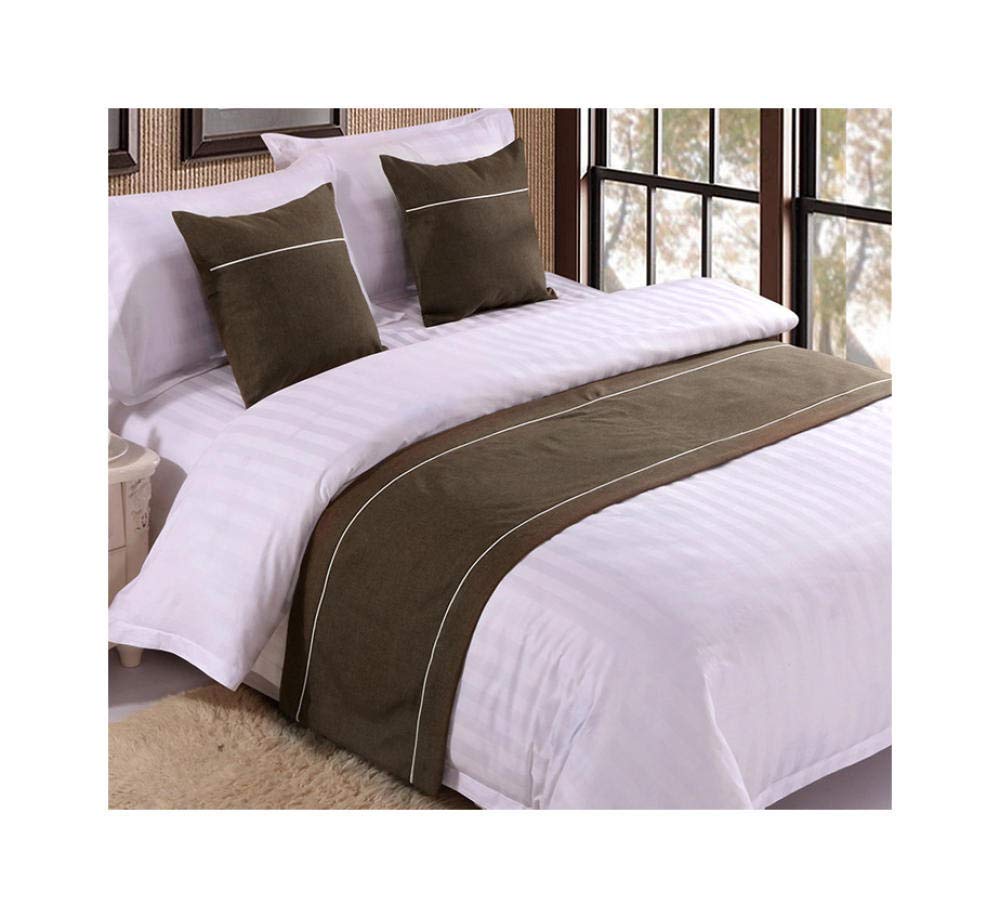 BEAUTYMISC Bed Runner Scarf - Solid Color Cotton Bed Flag with No Fading - Modern Striped Bed Towel Mat Cover for Queen/Double/Single/King Size Beds - Perfect for Hotel Bedding & Home Decor