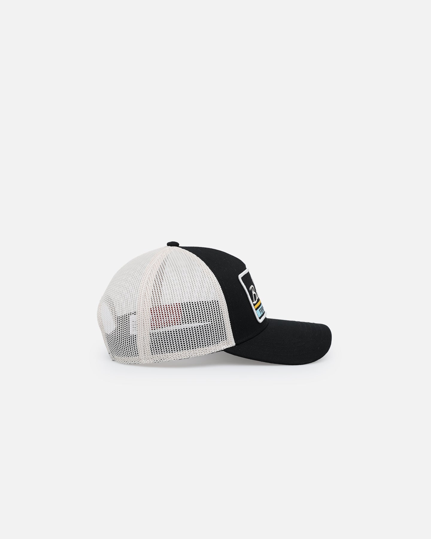 American Needle Twill Valin Patch Trucker Snapback Hat - Ivory/Black Vintage Style for Casual Wear & Street Fashion