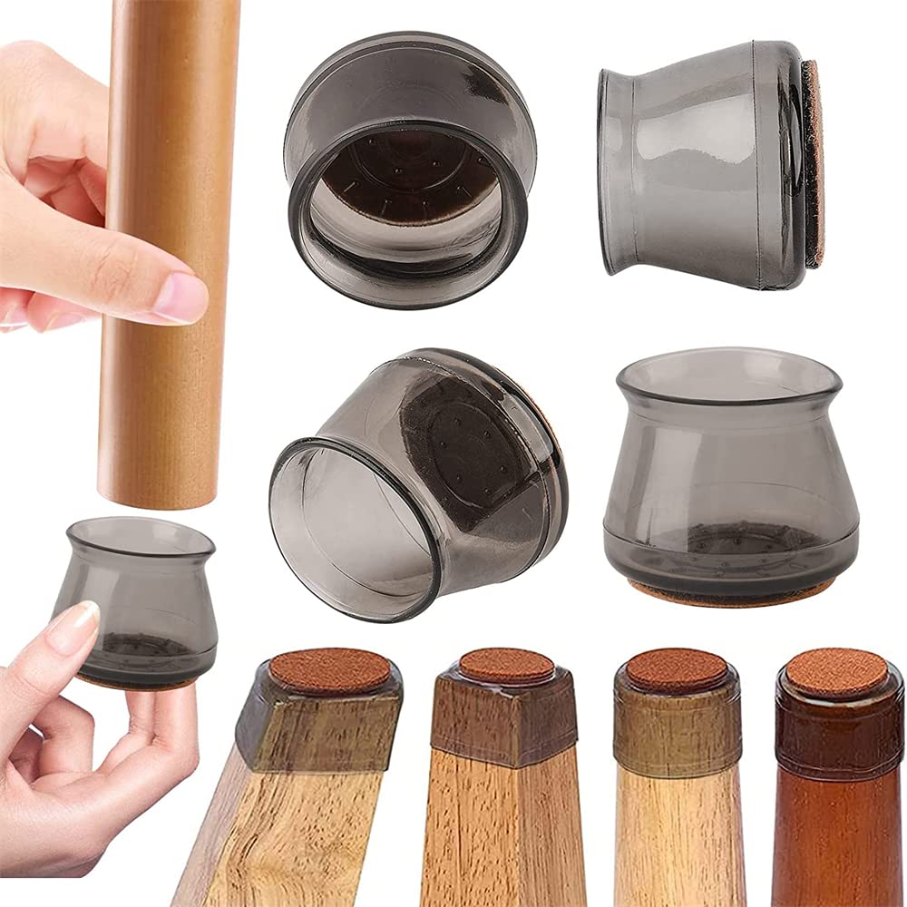 **Silicone Chair Leg Pads - 12 Pack Clear Transparent Furniture Floor Protectors for Hardwood Floors - Non-Slip Table & Chair Feet Covers - Perfect for Home, Office & Dining Room Furniture Protection**
