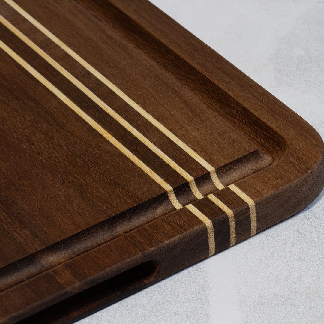 Totally Bamboo Acacia Pinstripe Cutting Board with Juice Groove - 14x11 Inch Kitchen Chopping Board for Meat, Vegetables & Fruits - Perfect for Home Cooking & Food Prep