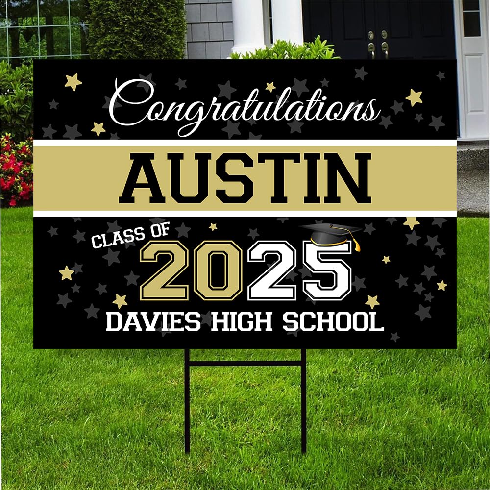 2025 Personalized Graduation Yard Sign - Custom Senior Graduate Corrugated Banner for College & High School - Perfect for Outdoor Lawn Decorations & Party Celebrations