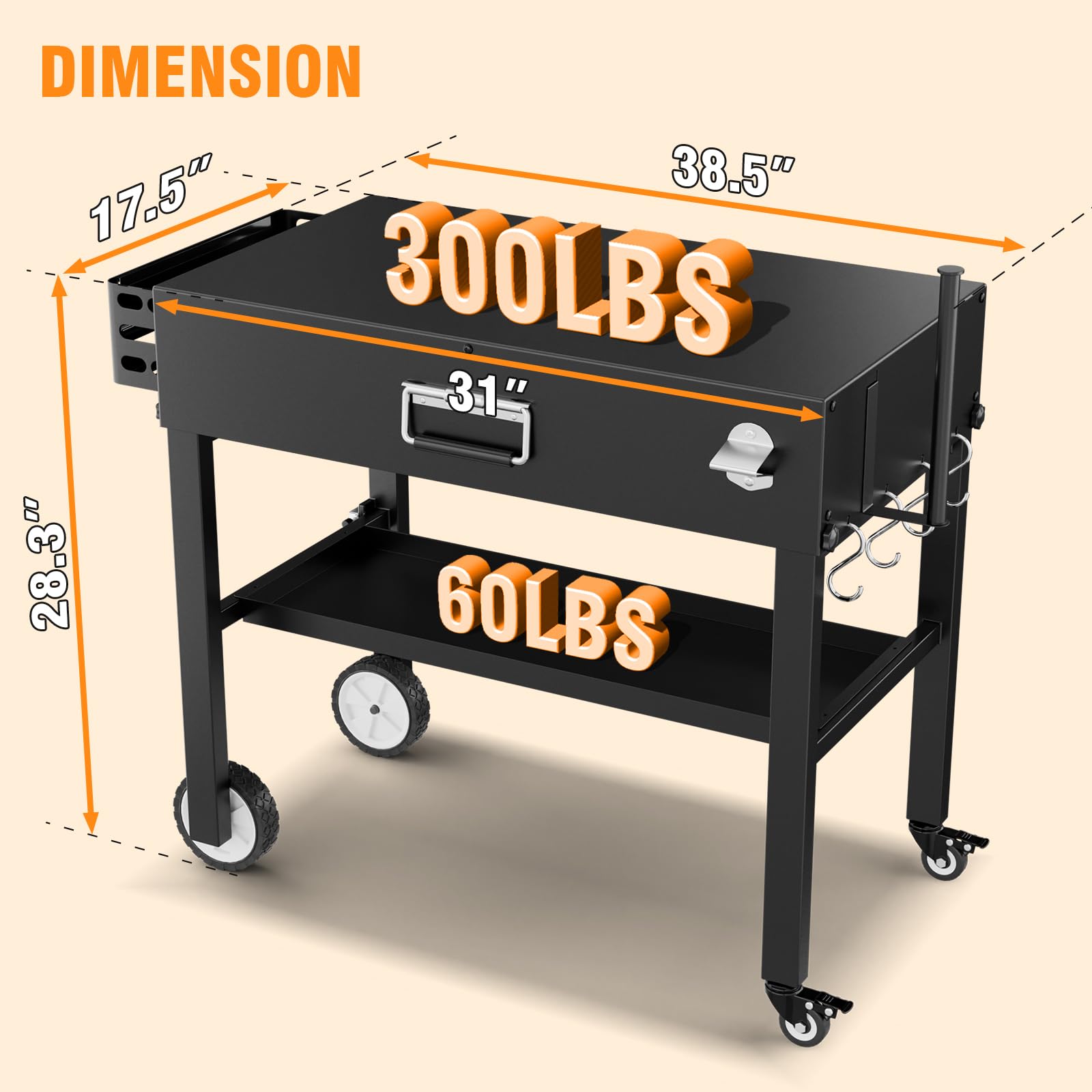Portable Outdoor Grill Table Cart for Ninja Woodfire OG701 Series | Folding Camping Grill Stand for Blackstone 17