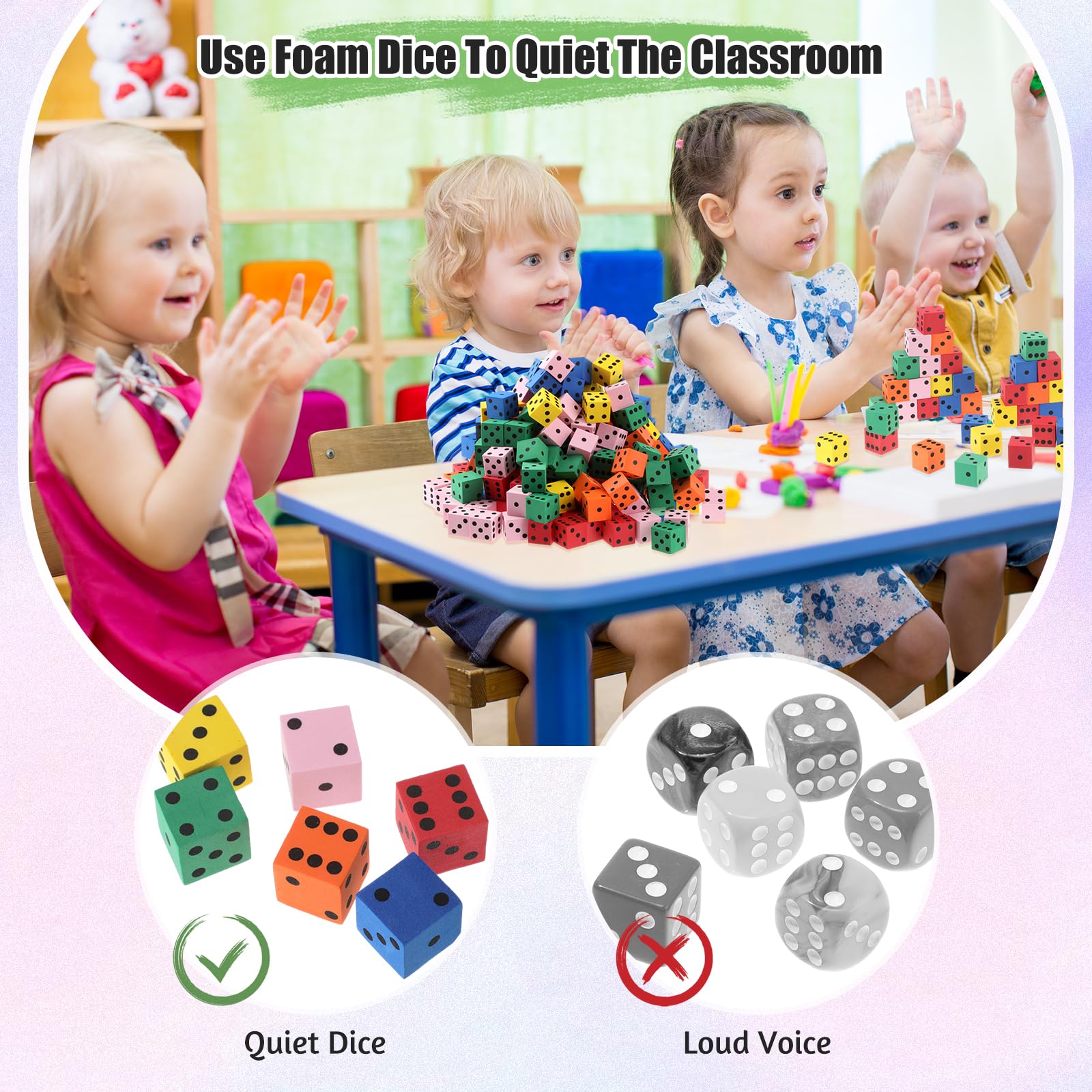 300-Piece Colorful Foam Dice Set - 0.78 Inch Small Foam Cubes with Number Dots for Math Games, Classroom Activities, Educational Toys & Party Supplies | Perfect for Counting Practice, DIY Crafts, Kids Learning & Board Game Accessories