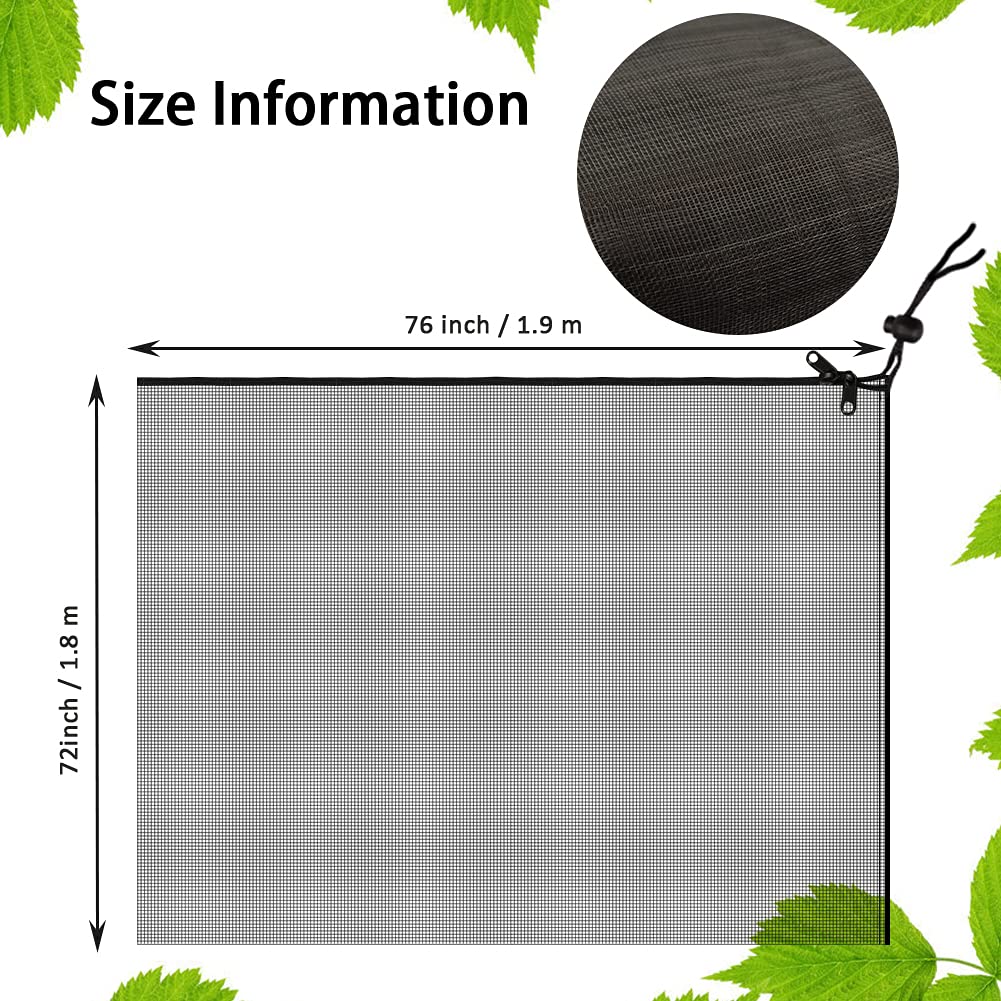 **Garden Plant Cover Netting Bags with Zipper - 72x76 Inch Large Plant Protection Mesh Net for Fruit Trees, Flowers & Vegetables - Durable Black Garden Netting (2-Pack) - Perfect for Pest Control, Frost Protection & Bird Prevention**