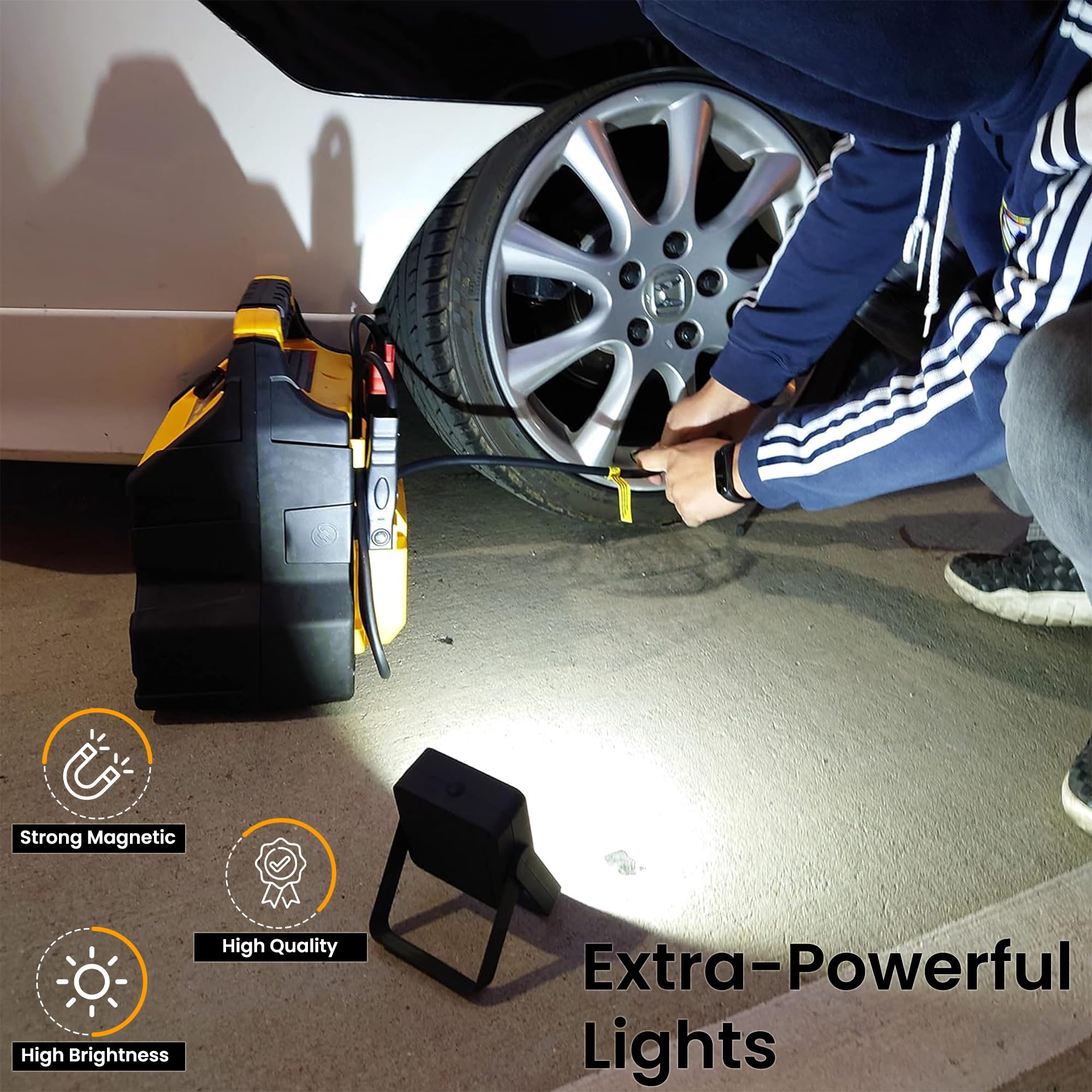 AlltroLite STANCE 2-Pack Magnetic LED Work Light - Ultra Bright Battery Powered Flashlight for Car Repair, Workshop & Home Use | Portable Inspection Light with Strong Magnet for Mechanics, DIY & Emergency Situations