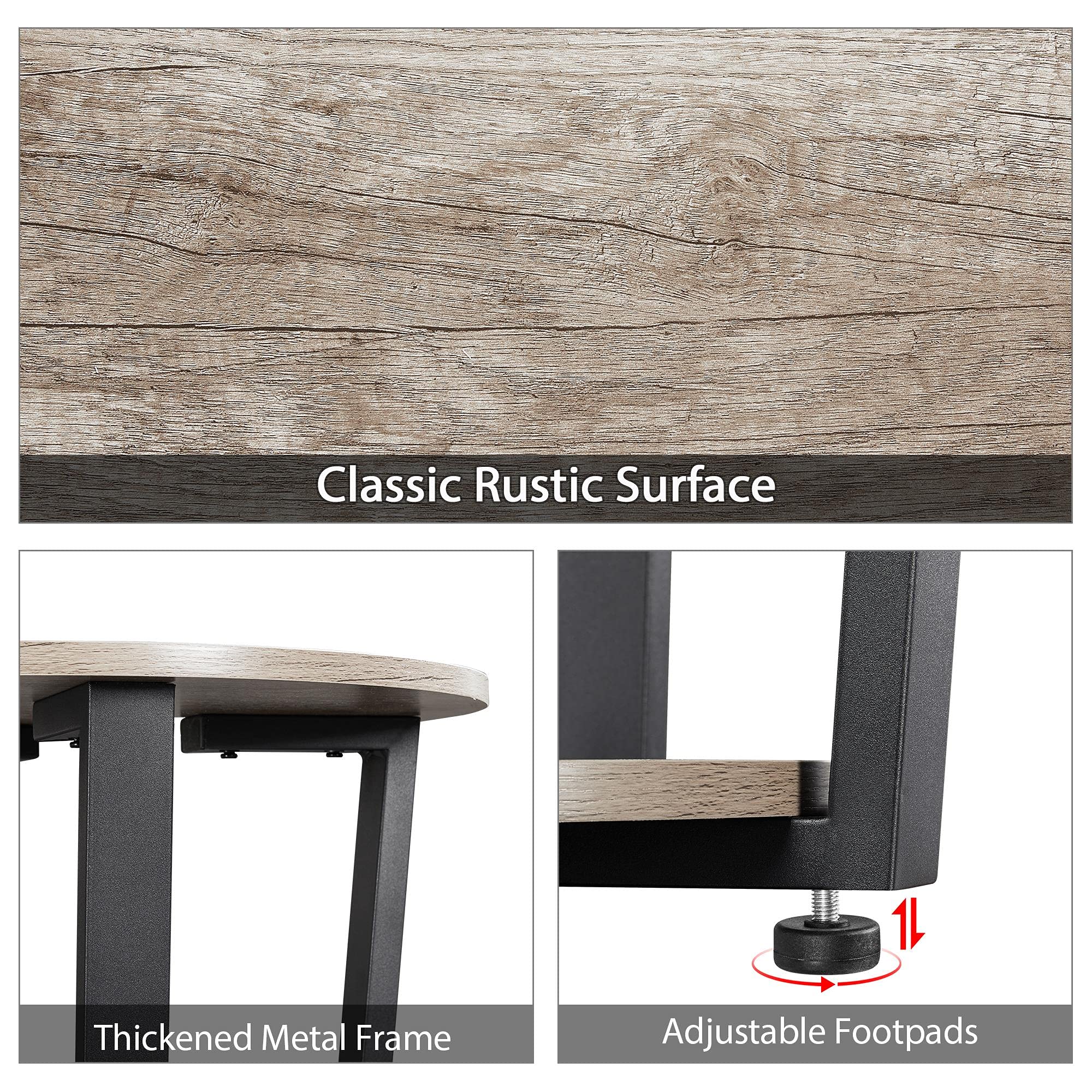 Yaheetech Farmhouse Round End Table with Storage Shelf - 2 Tier Sofa Side Table with Sturdy Metal Frame & Wood Top for Living Room, Bedroom, Small Spaces - Easy Assembly, Gray - Perfect for Coffee, Books, and Decor