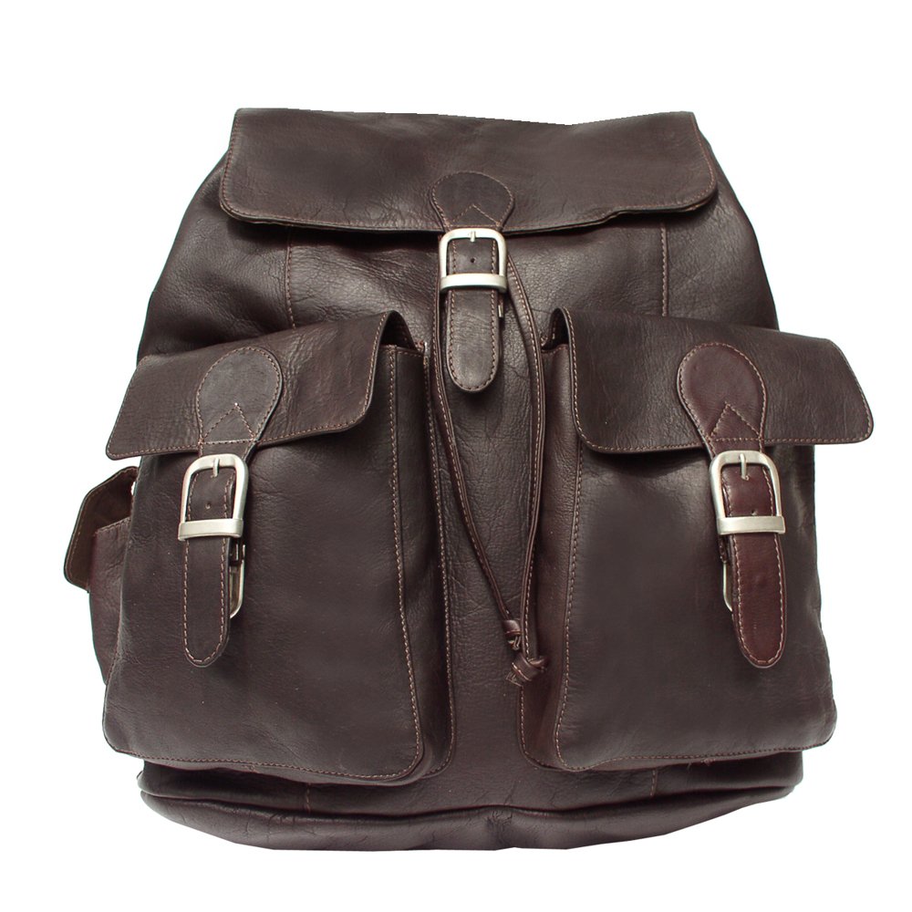 Large Bucket-Flap Backpack for Women & Men - Durable Chocolate Brown Laptop Backpack for Travel, Work & School - Stylish One Size Fits All Daypack