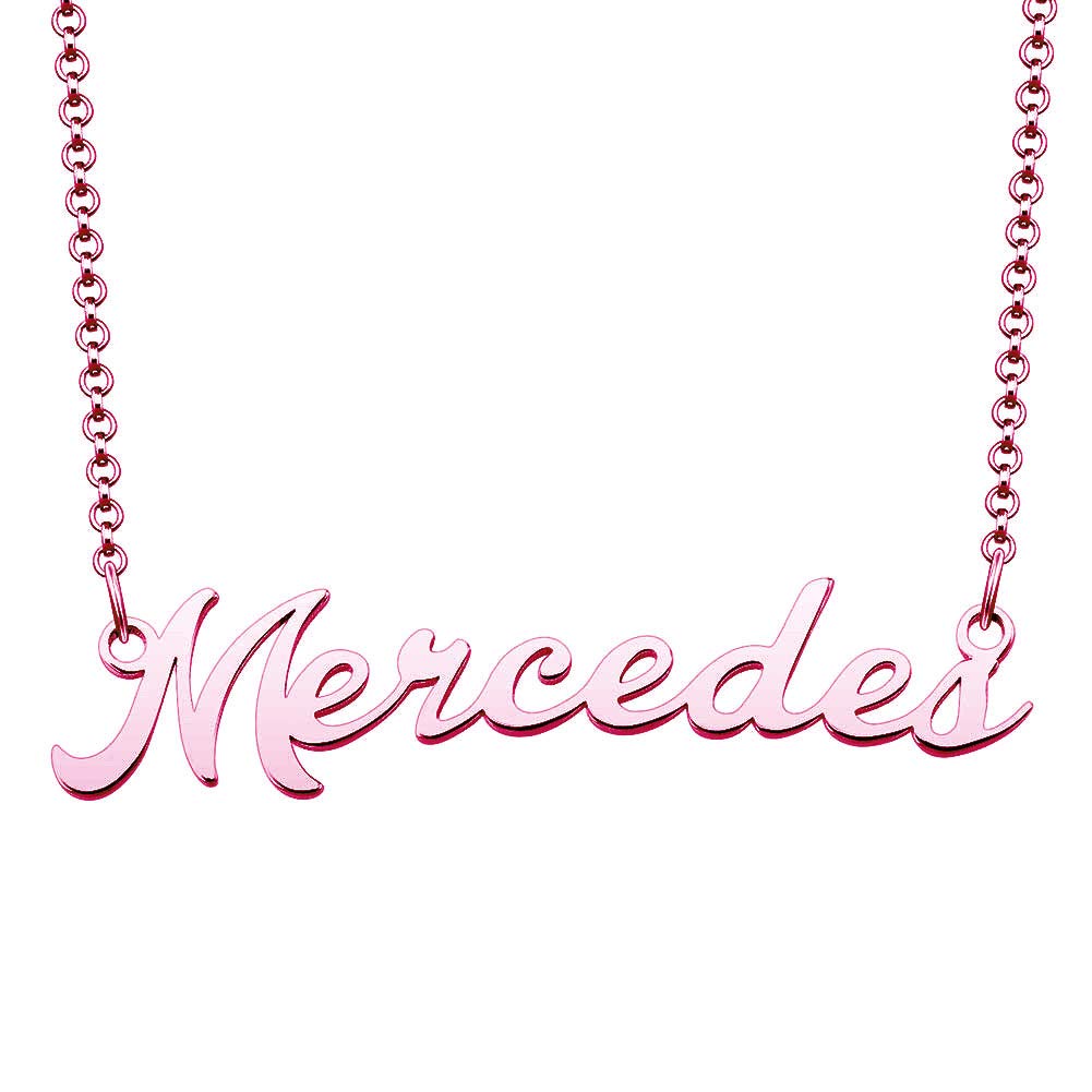 Custom Mercedes Name Necklace - Rose Gold Plated Personalized Jewelry Gift for Women & Couples | Anniversary, Valentine's Day & Birthday Present