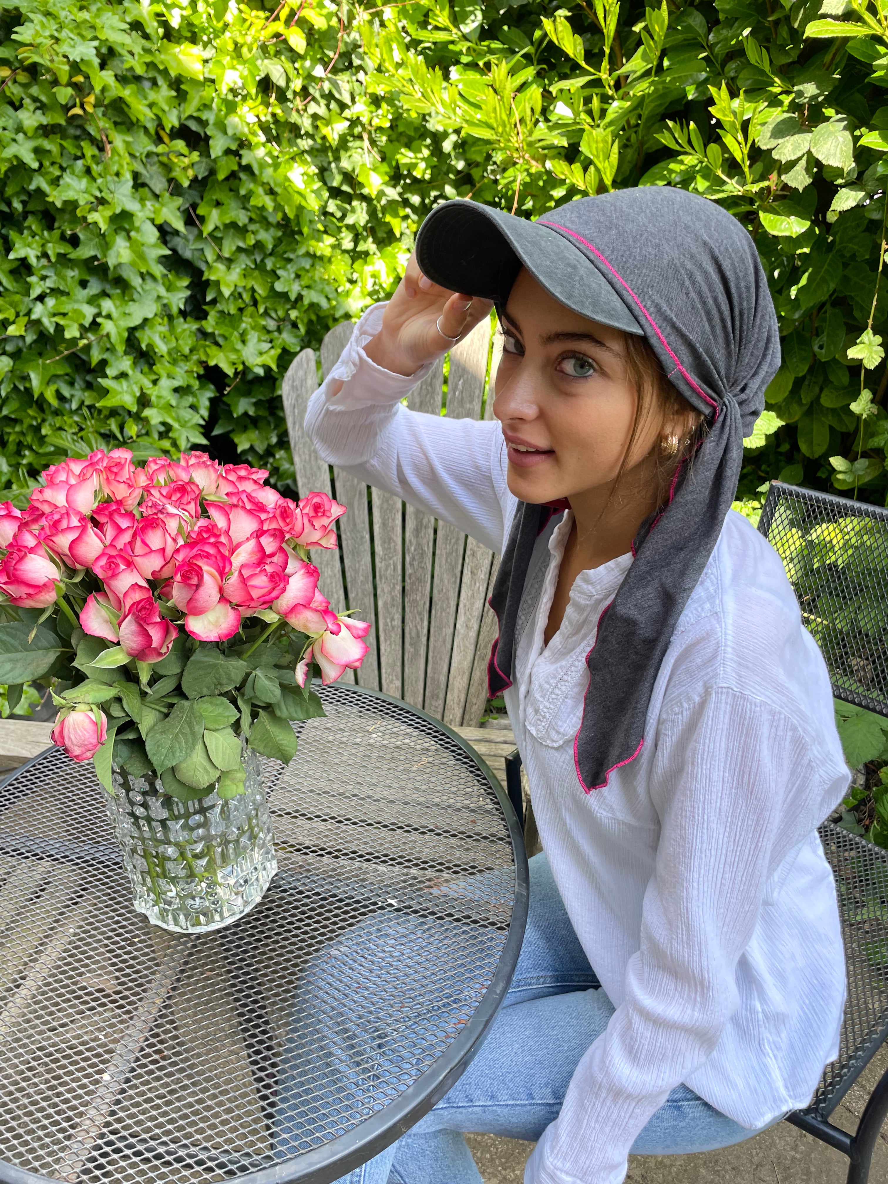 Stylish Baseball Cap with Brim - Grey & Pink Adjustable Sun Hat for Men & Women | UV Protection & Breathable Fabric | Perfect for Outdoor Sports, Beach, Hiking & Daily Wear | Made in USA