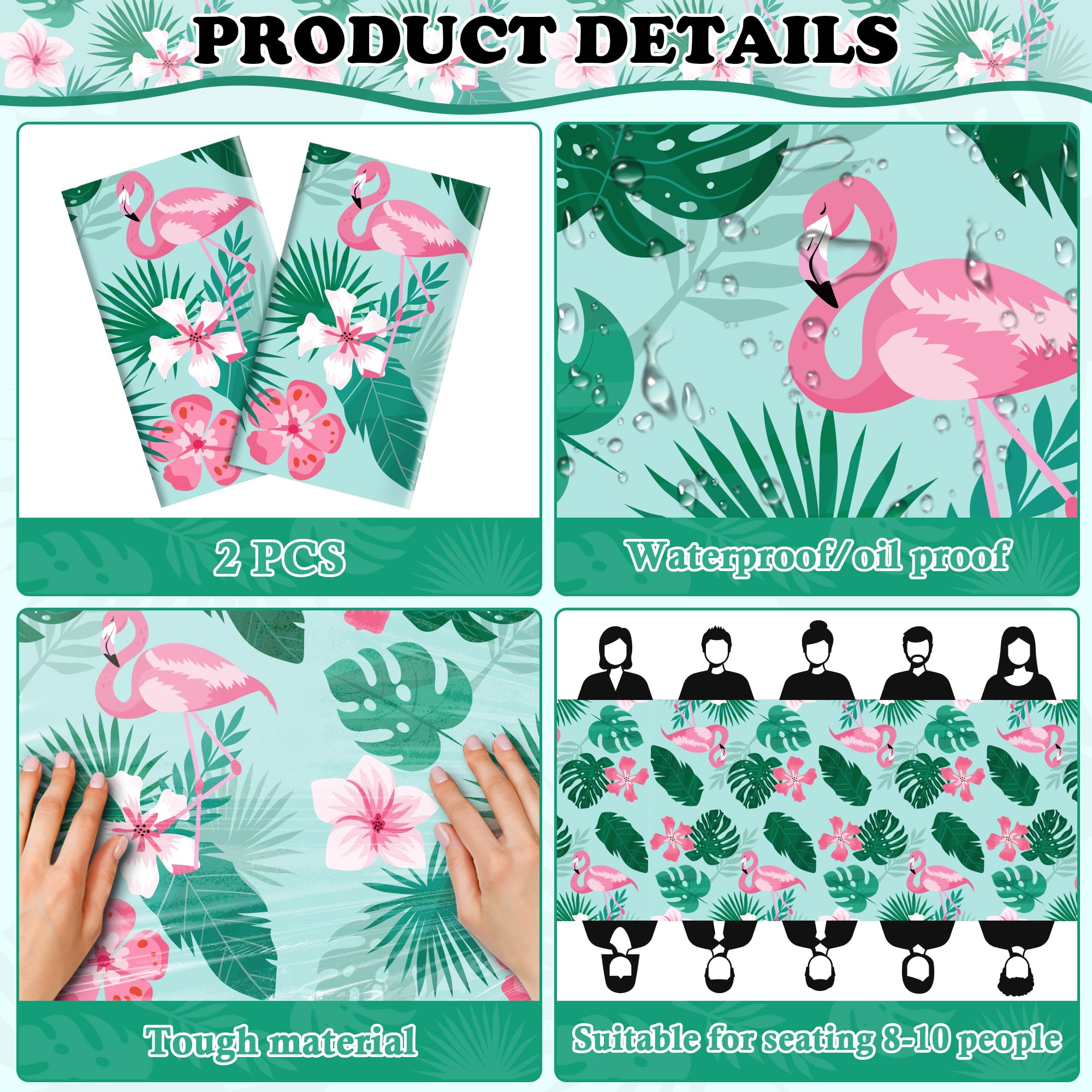 OHOME Hawaiian Luau Party Decorations Set - 2 Pack Tropical Plastic Tablecloths with Palm Leaves Design for Summer Beach, Tiki, and Themed Parties - Perfect for Backyard BBQs, Pool Parties, and Island-Inspired Events