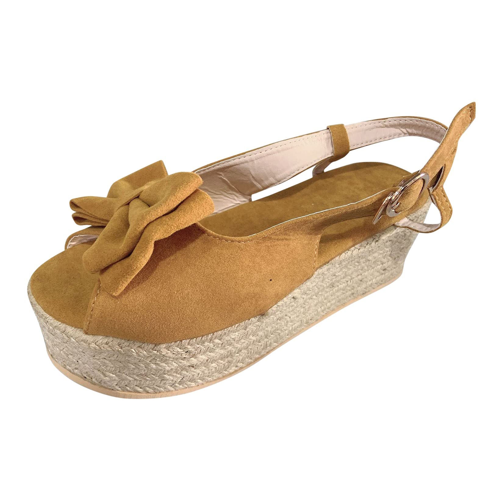 Gaoxin Women's Breathable Weave Wedge Sandals with Bow Strap & Open Toe - Stylish Beach Shoes for Summer, Casual Outings & Date Nights